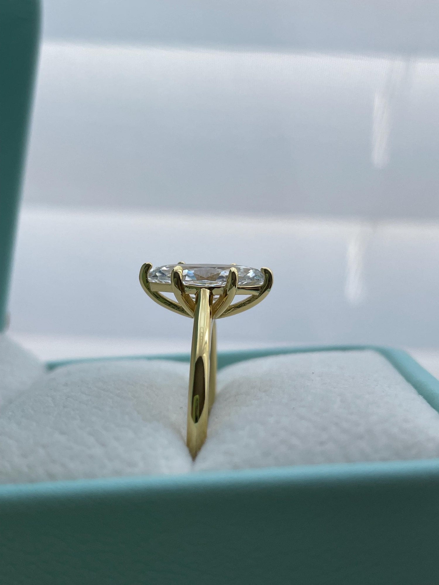 Marquise cut moissanite ring, Sterling Silver 925, Yellow gold over sterling silver engagement ring with 1.5CT-2CT 6A CZ or moissanite