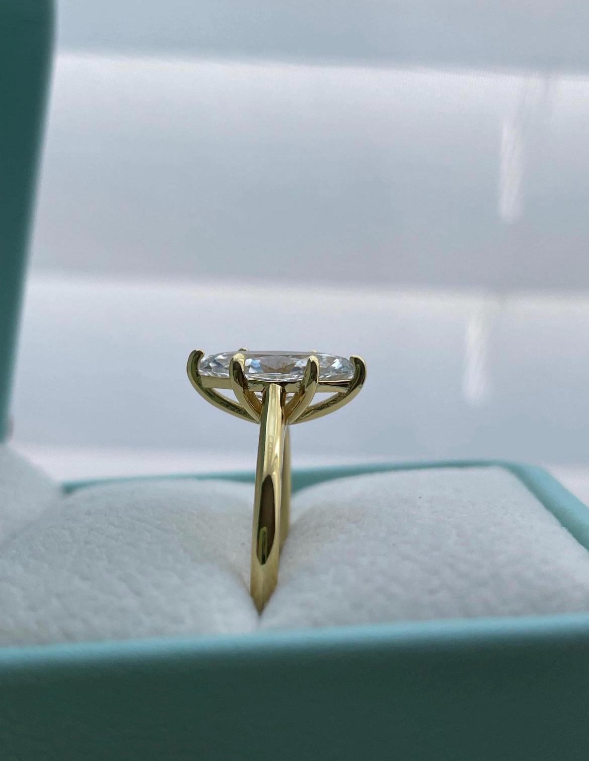 Moissanite engagement ring. 10K, 14K, 18K gold ,Sterling Silver 925 engagement ring with 2CT marquise cut moissanite.