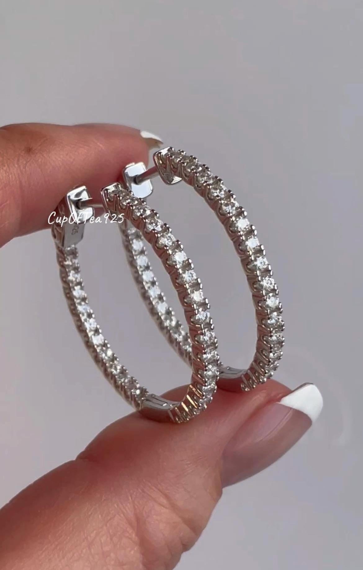 5CT Moissanite Hoops Earrings Sterling Silver 925 hoops, moissanite earrings