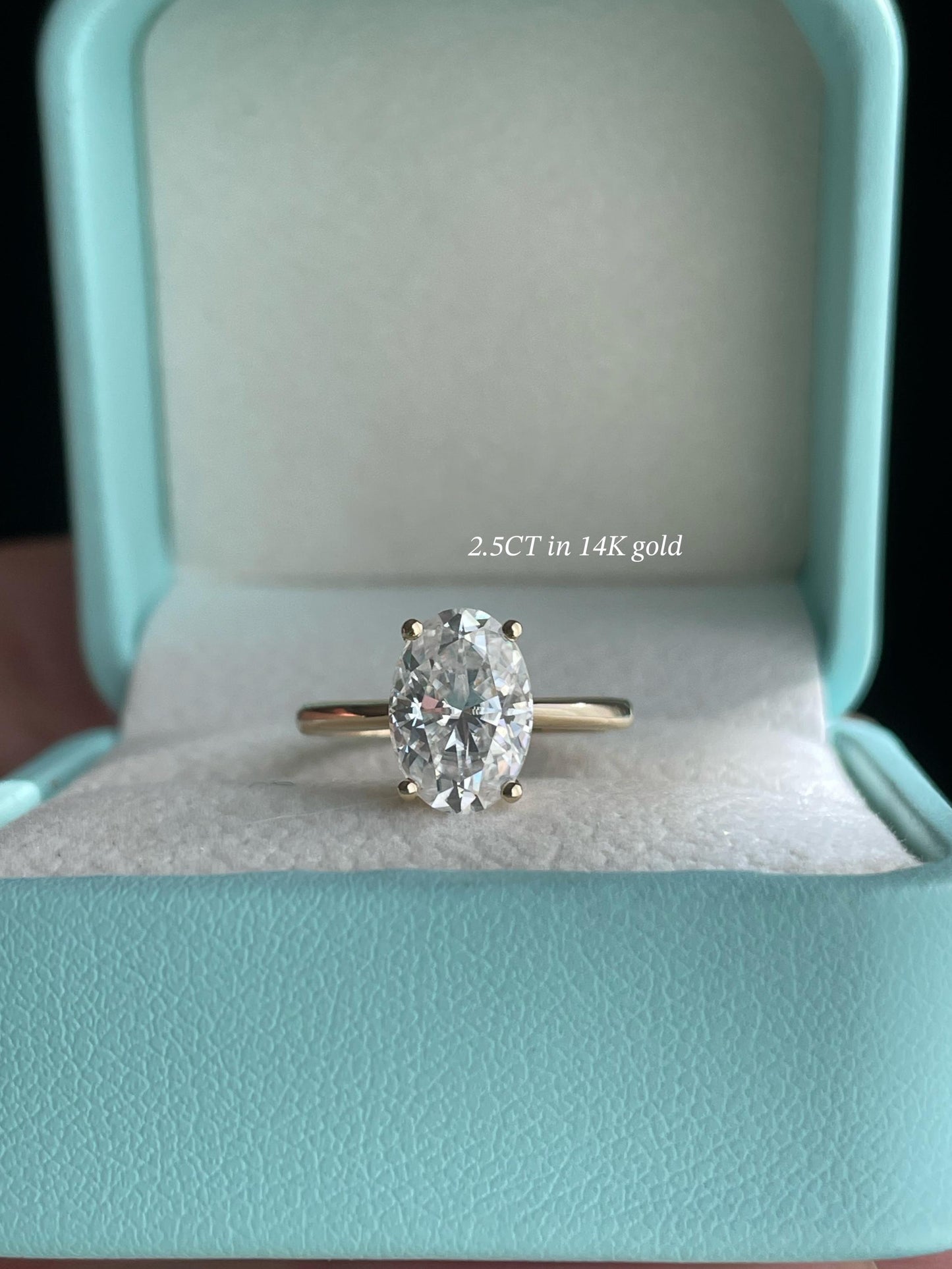 The Brooklyn. 10K, 14K, 18K Gold, Sterling Silver 925 2.5CT, 4CT Oval Cut Solitaire Engagement Ring with D VVS Moissanite