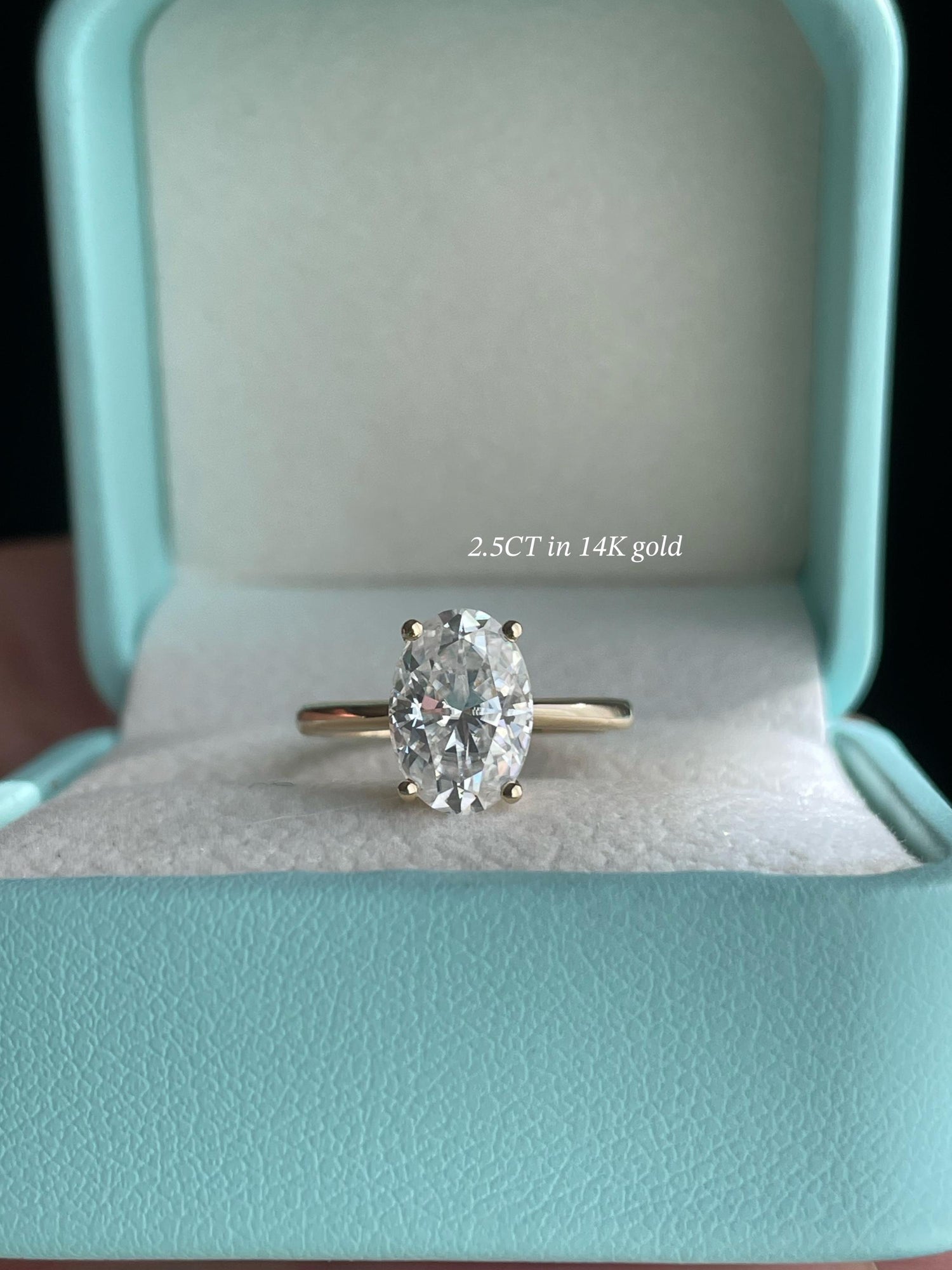 The Brooklyn. 10K, 14K, 18K Gold, Sterling Silver 925 2.5CT, 4CT Oval Cut Solitaire Engagement Ring with D VVS Moissanite