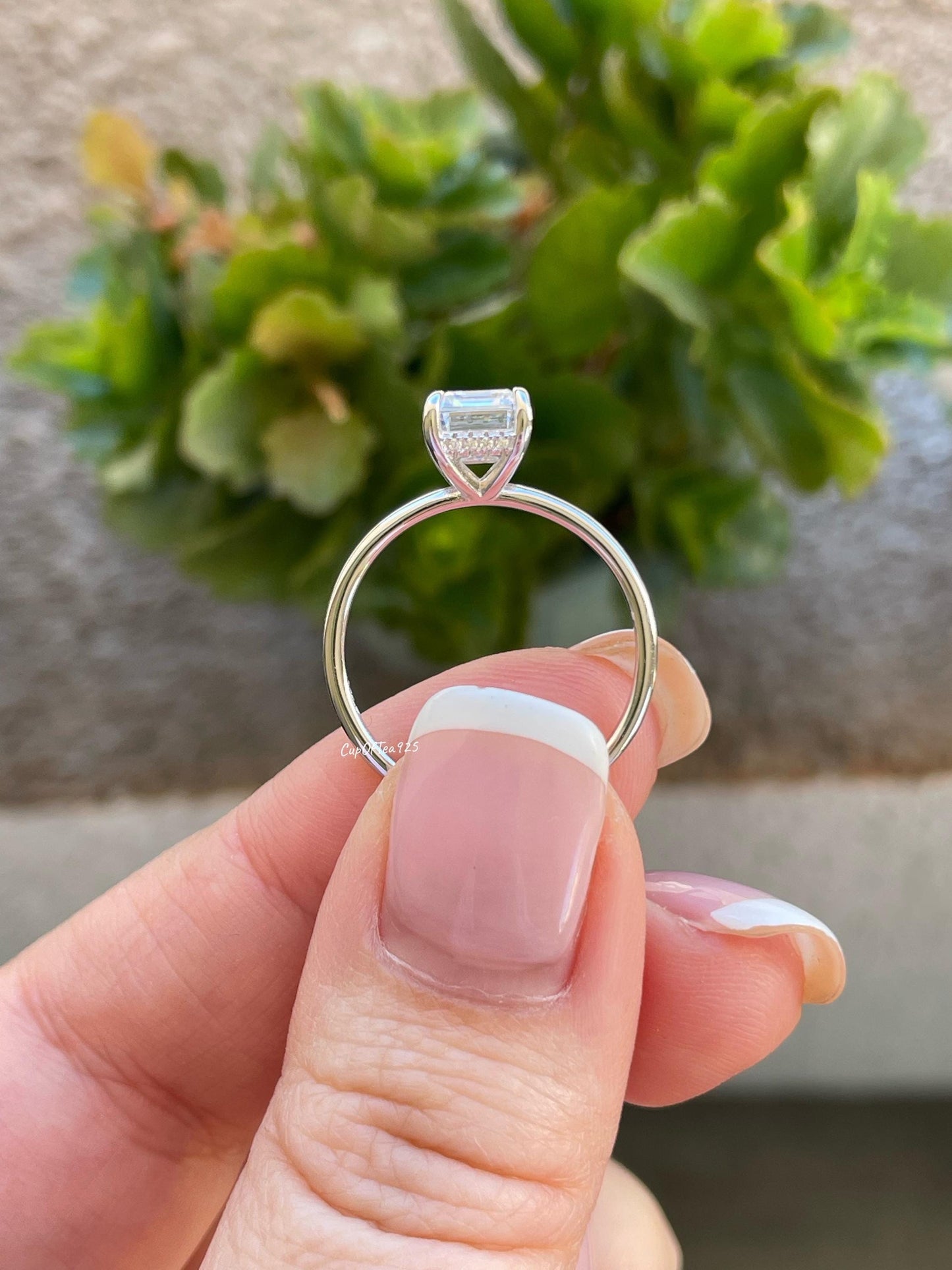 2CT Emerald cut engagement ring in sterling silver 925, yellow gold vermeil with CZ simulated diamond, promise ring