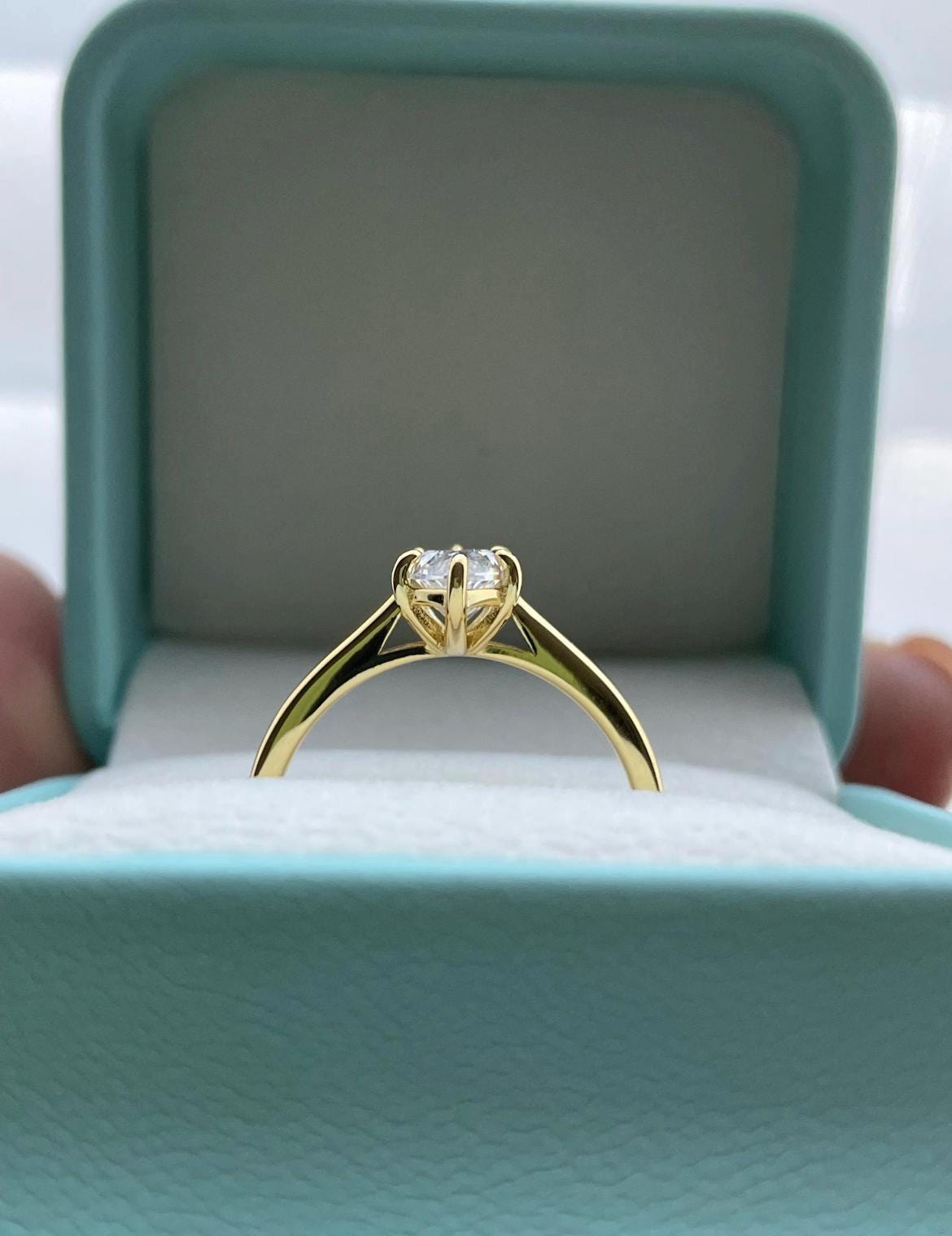 Moissanite engagement ring. 10K, 14K, 18K gold ,Sterling Silver 925 engagement ring with 2CT marquise cut moissanite.