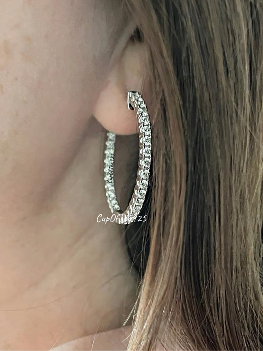 5CT Moissanite Hoops Earrings Sterling Silver 925 hoops, moissanite earrings