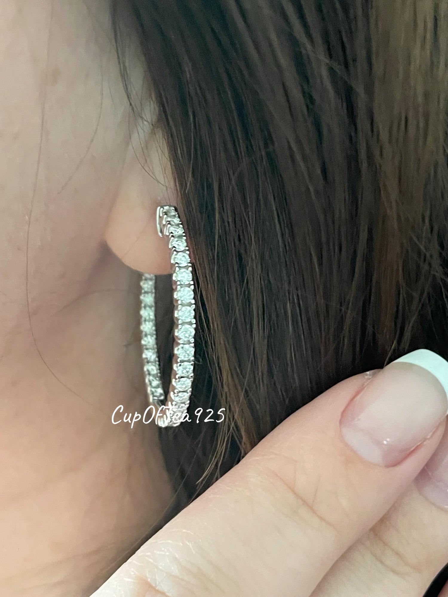 5CT Moissanite Hoops Earrings Sterling Silver 925 hoops, moissanite earrings