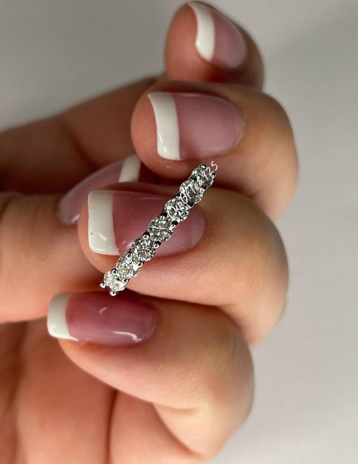Moissanite Sterling Silver 925 Half Eternity Band With the Finest white D color VVS Moissanite, Wedding Band, Engagement Ring