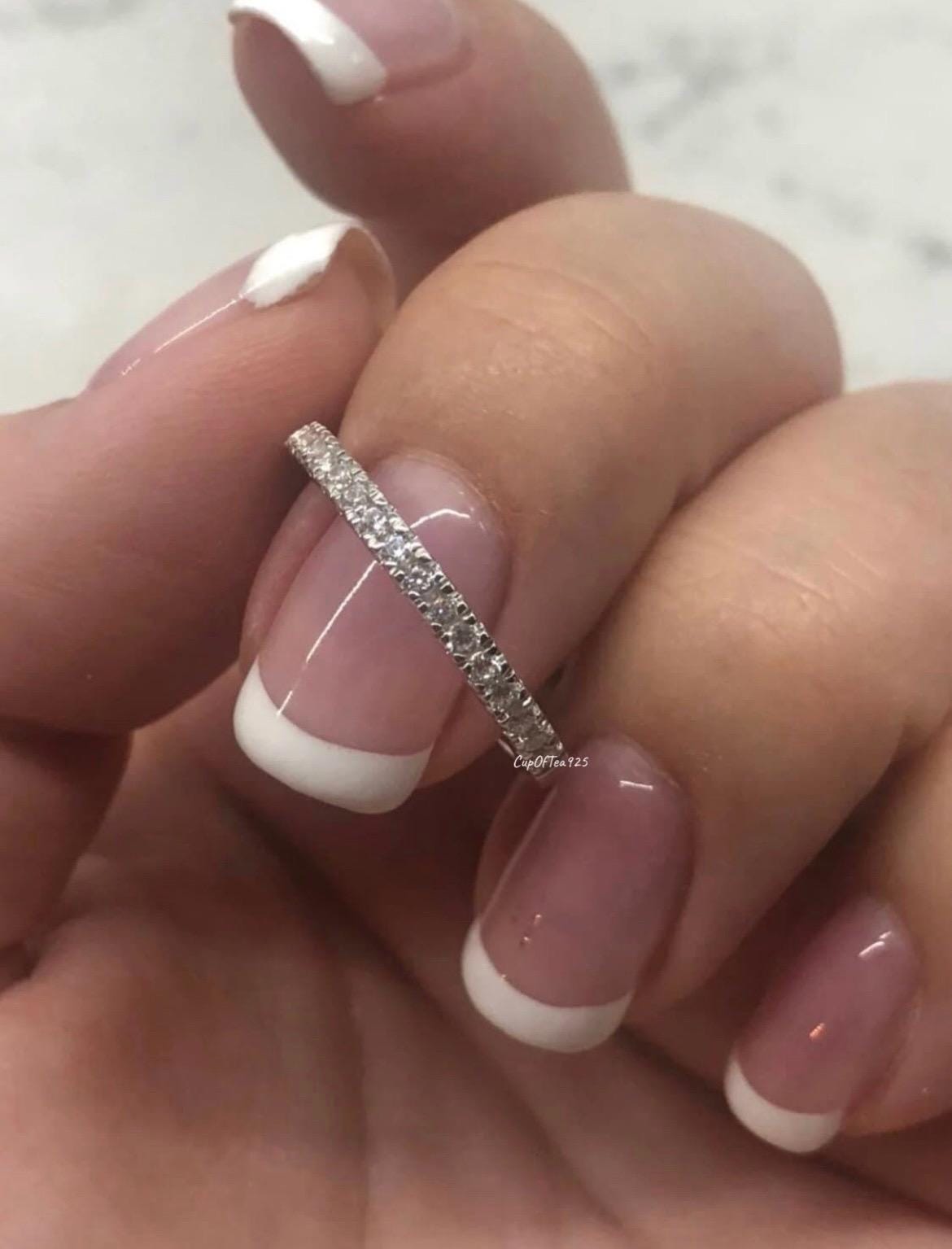 The Emily. 2mm Sterling Silver 925 Half Eternity Band with CZ Diamonds or Moissanite, wedding band