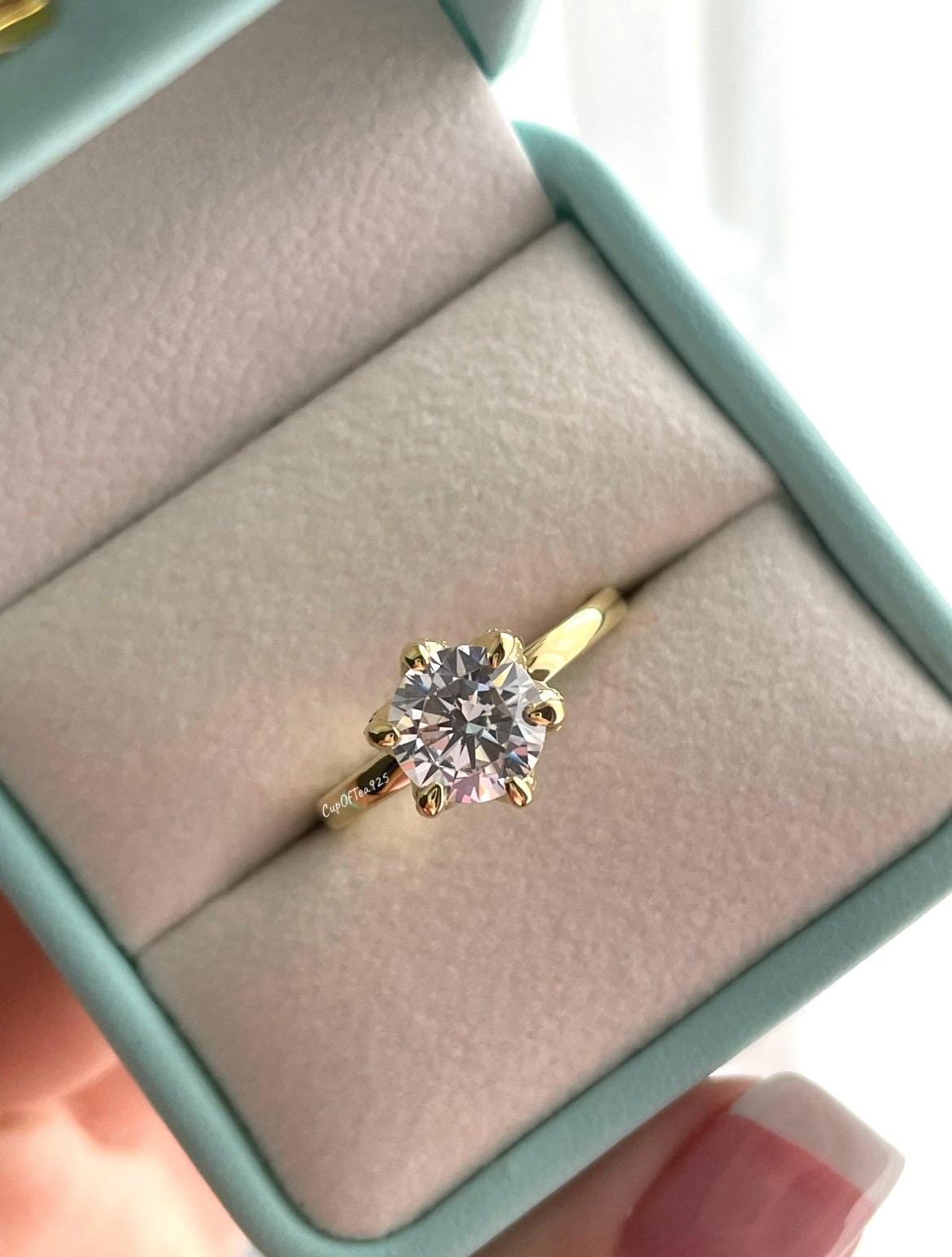 New In! The Bella. Yellow Gold over Sterling Silver 925 2CT round brilliant cut simulated diamond engagement ring, promise ring