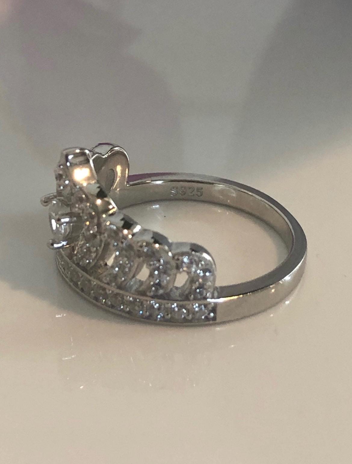Crown Ring Sterling Silver 925 Queen Crown Ring With 5A CZ Diamonds Gift got her Promise ring