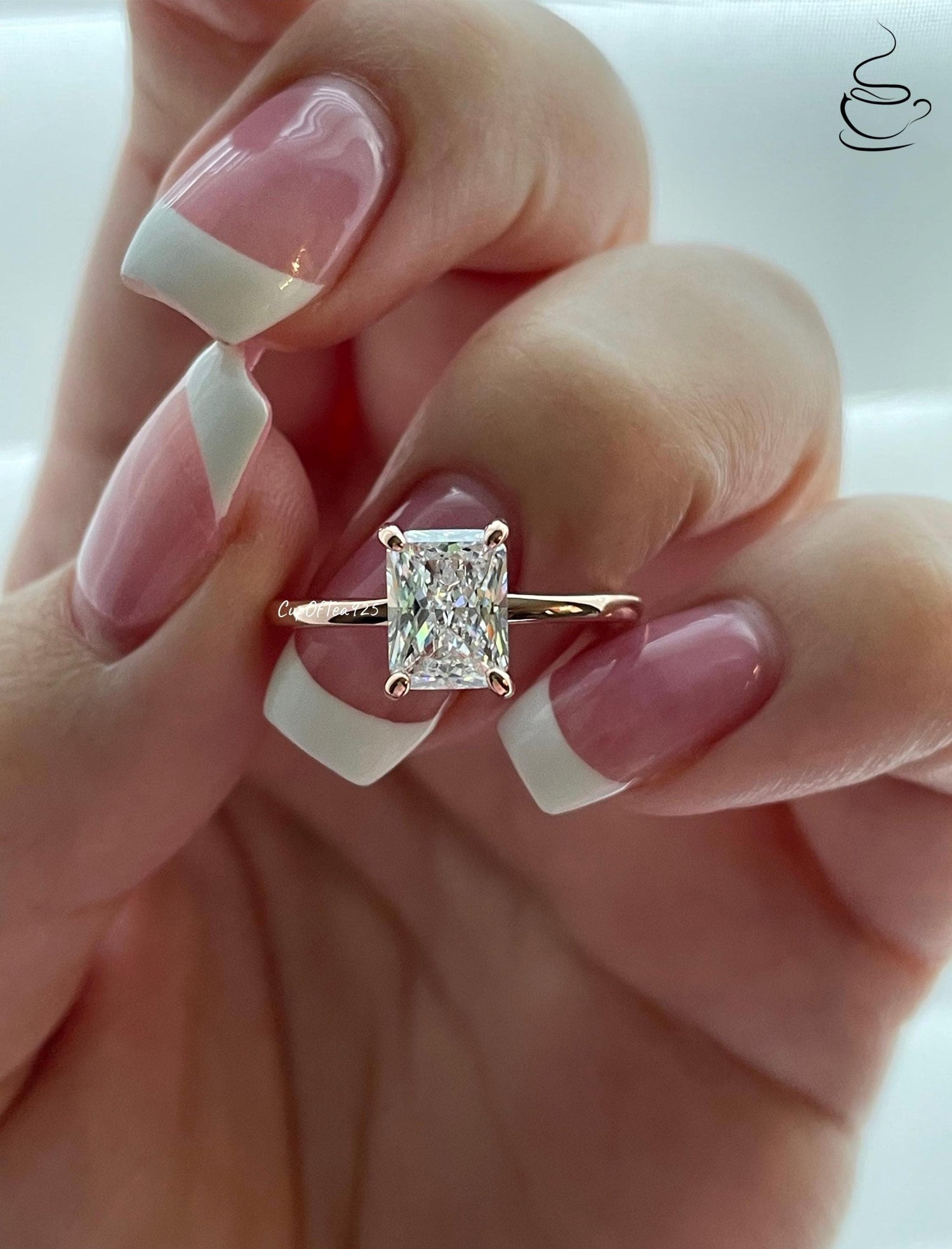 2CT radiant cut engagement ring Rose Gold Over Sterling Silver 925 Engagement Ring with the finest 2CT Radiant cut simulated diamond.