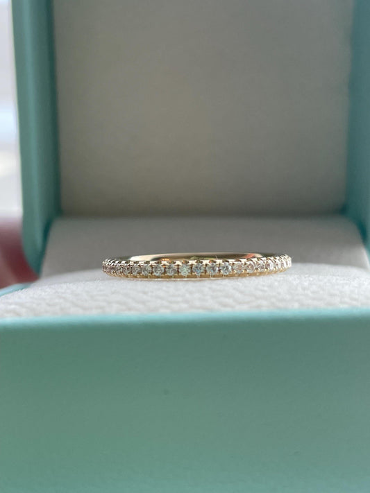 14K Gold Moissanite Full Eternity Wedding Band - 2mm Stacking Ring