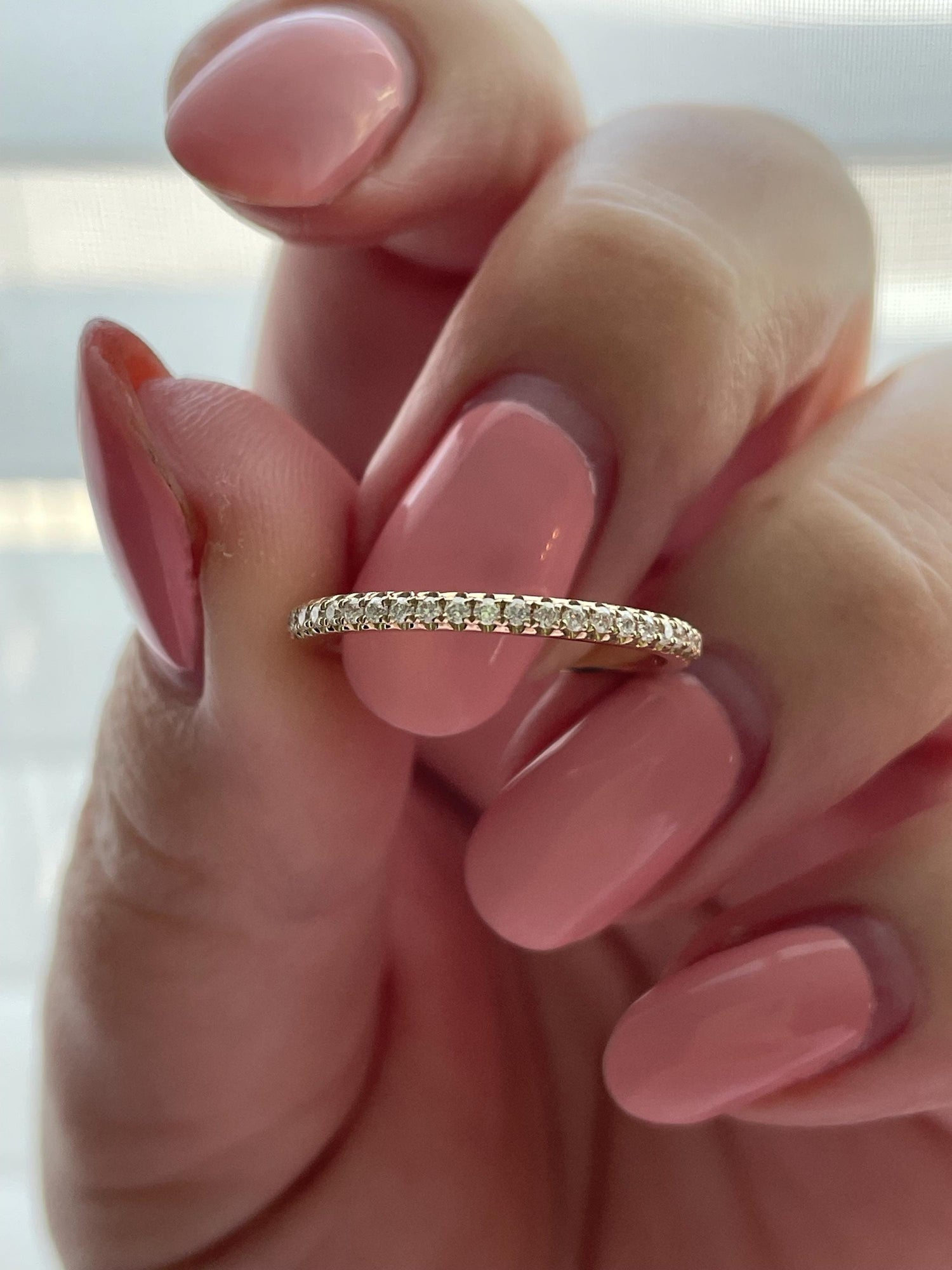 14K Gold Moissanite Full Eternity Wedding Band - 2mm Stacking Ring