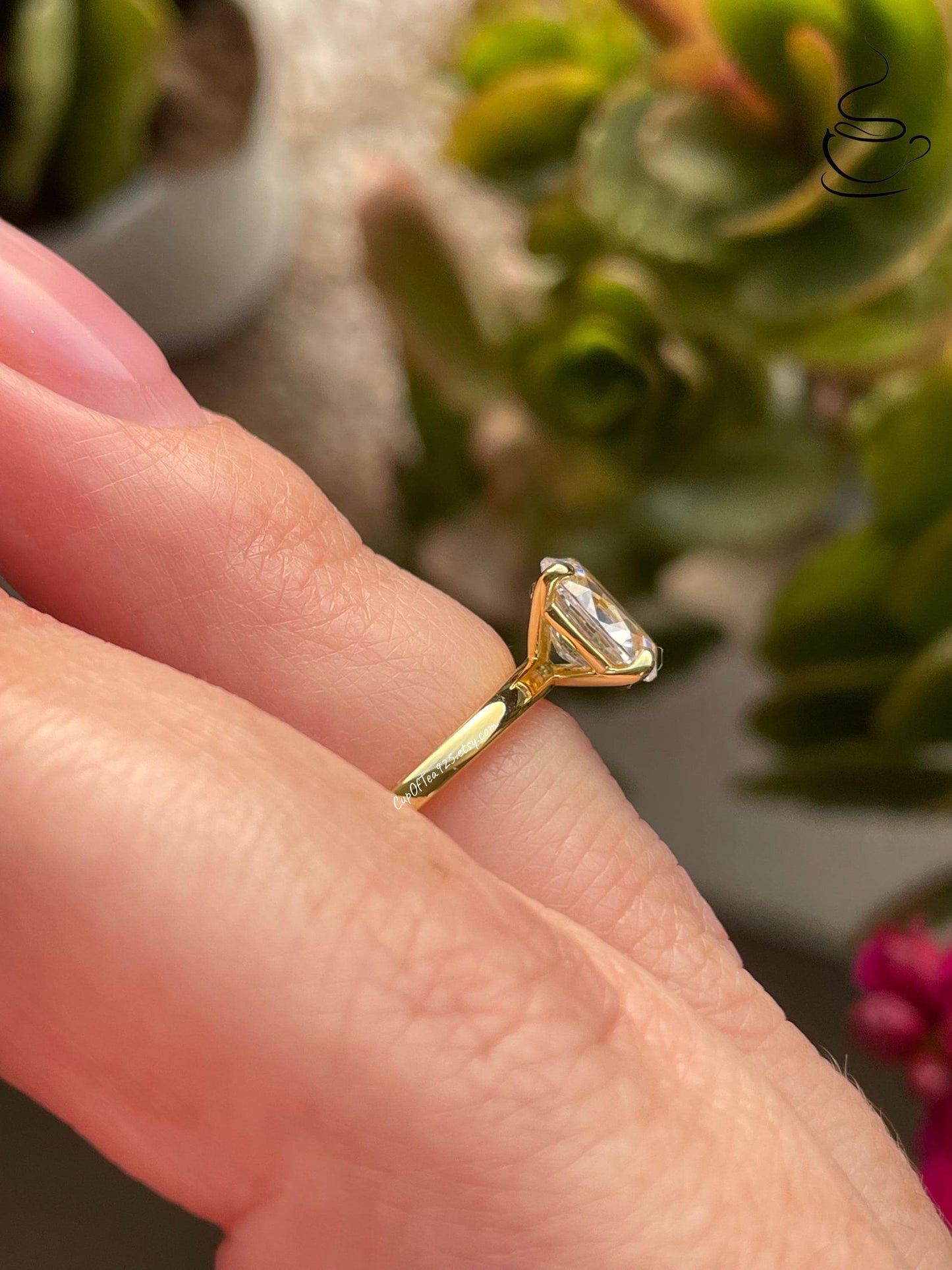 1.5CT oval engagement ring in Yellow Gold Vermeil, gold over sterling silver with 6A CZ simulated diamonds or moissanite, 10K, 14K, 18K gold