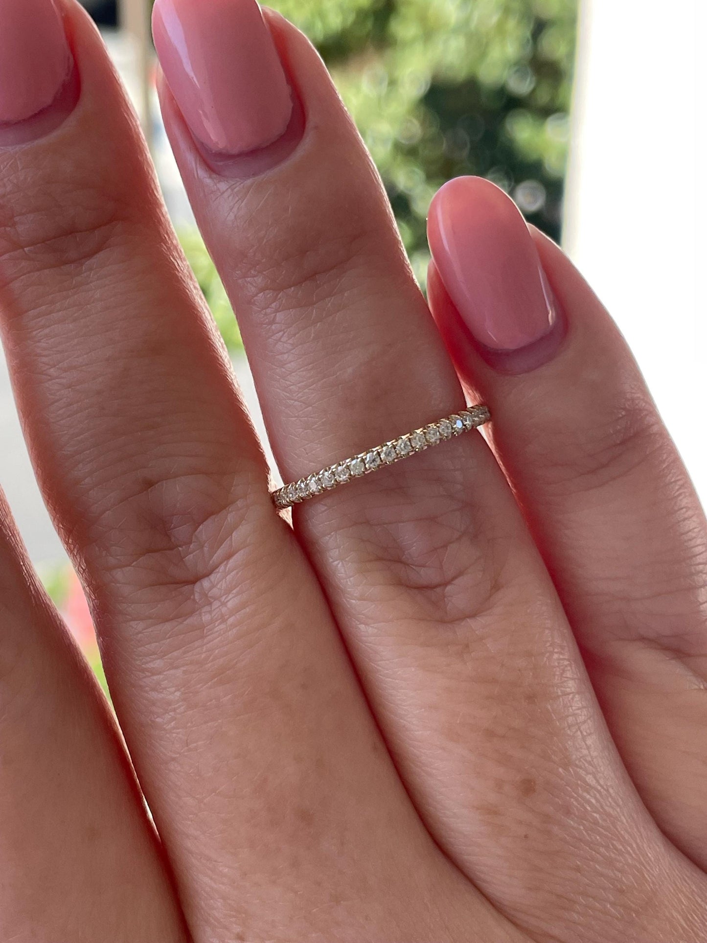 14K Gold Moissanite Full Eternity Wedding Band - 2mm Stacking Ring