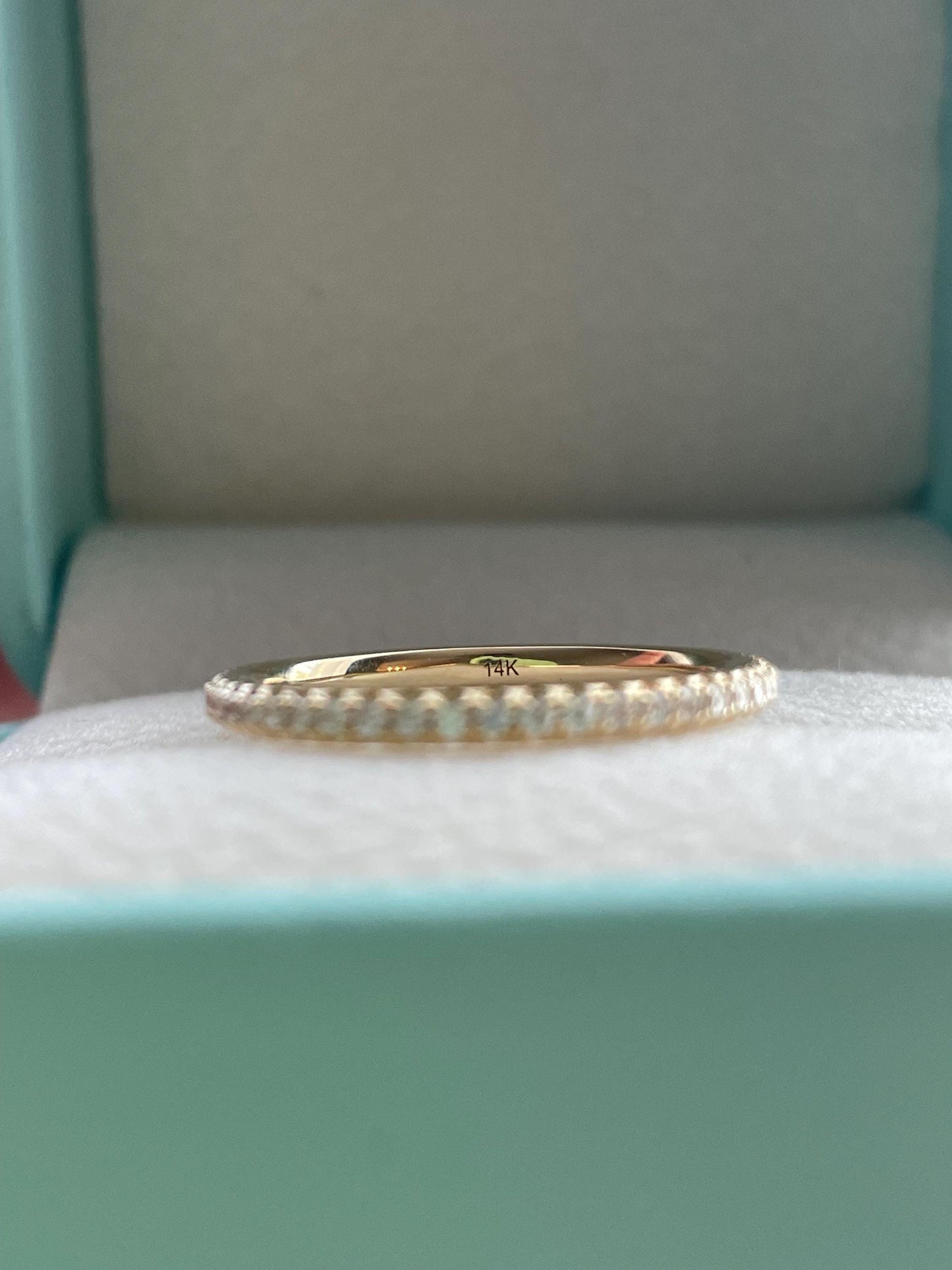 14K Gold Moissanite Full Eternity Wedding Band - 2mm Stacking Ring