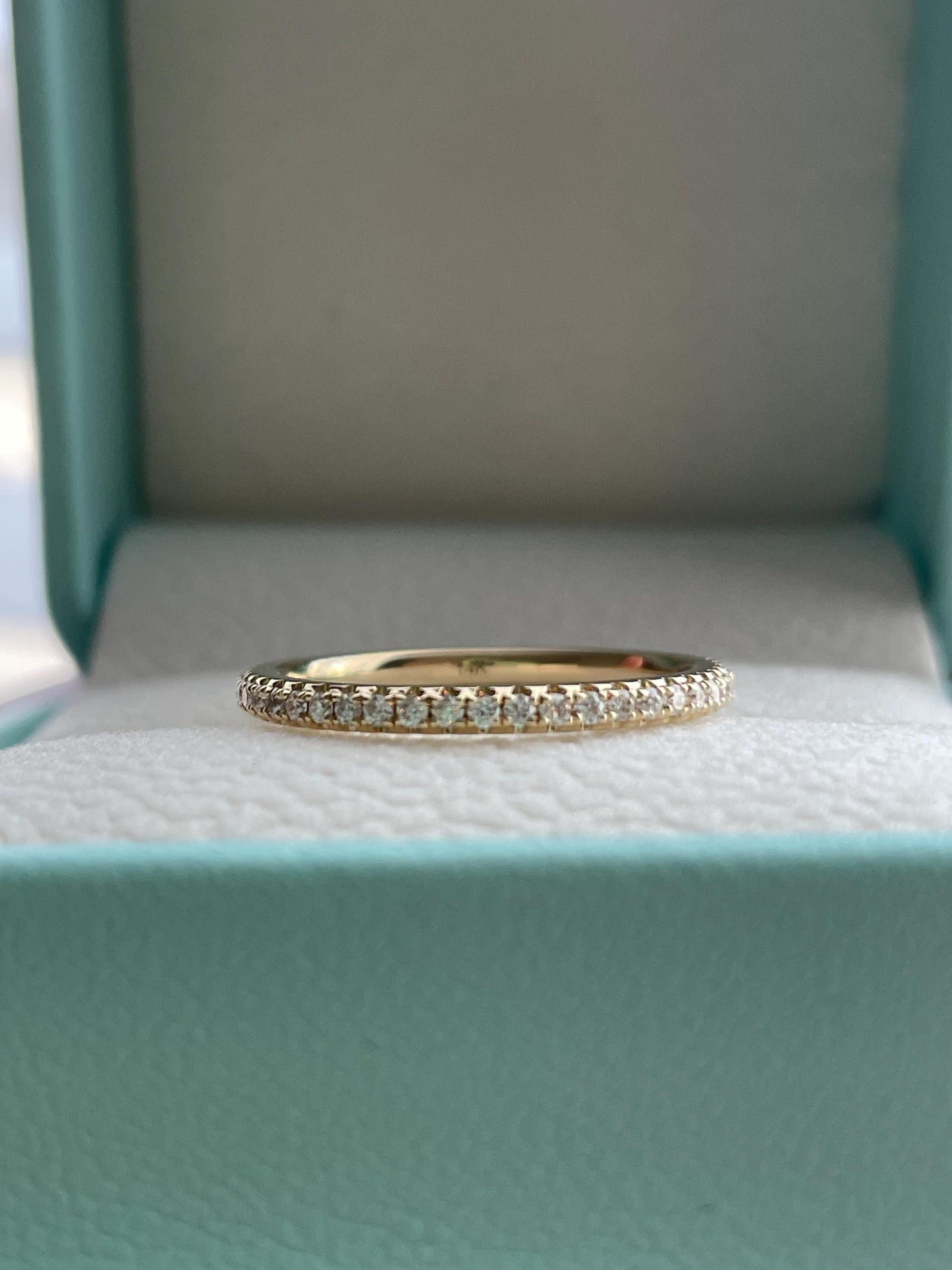 14K Gold Moissanite Full Eternity Wedding Band - 2mm Stacking Ring