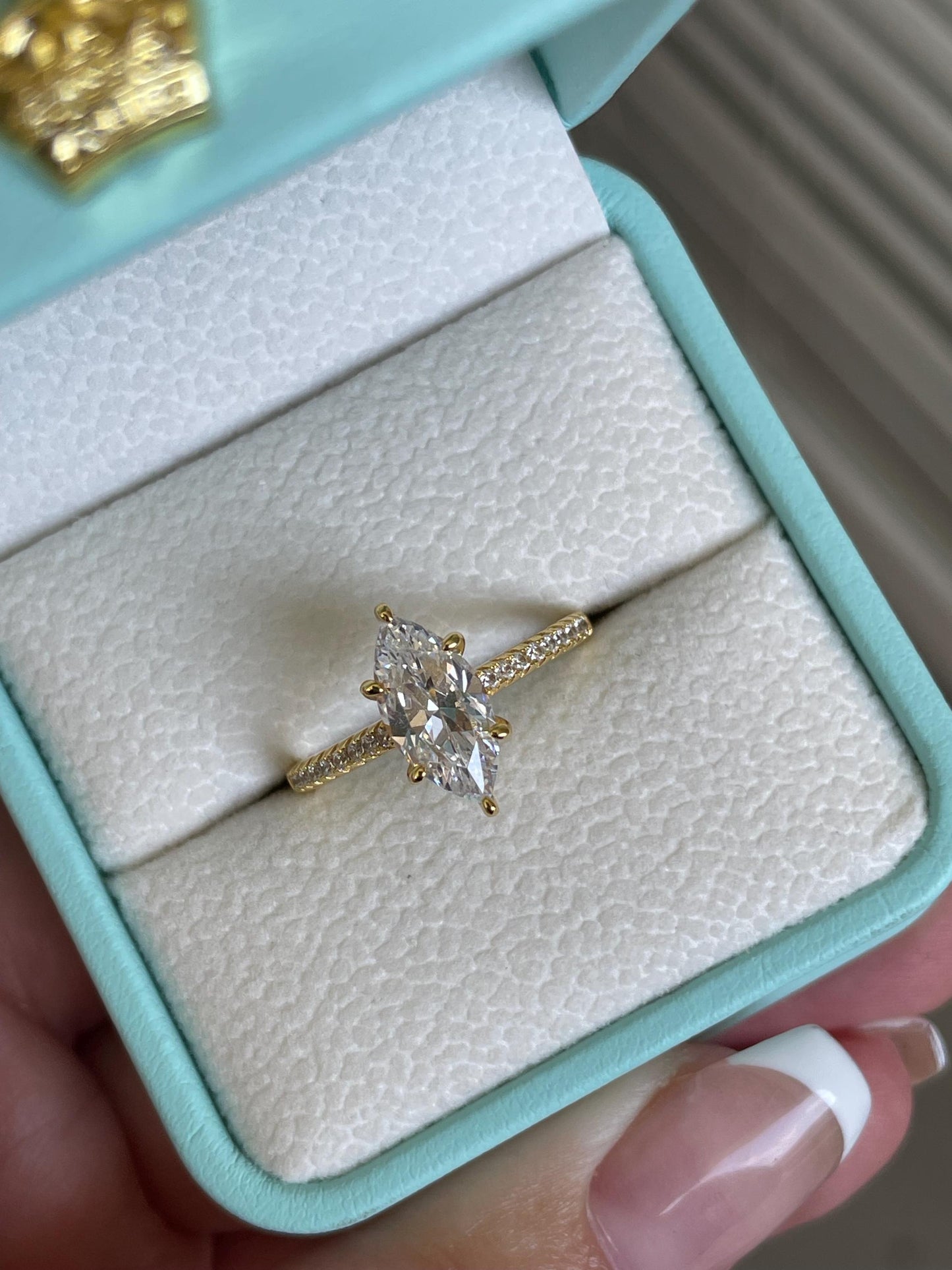Marquise cut engagement ring. 1.5CT marquise cut CZ diamond engagement ring in sterling silver 925 with rhodium, 14K yellow gold,rose gold