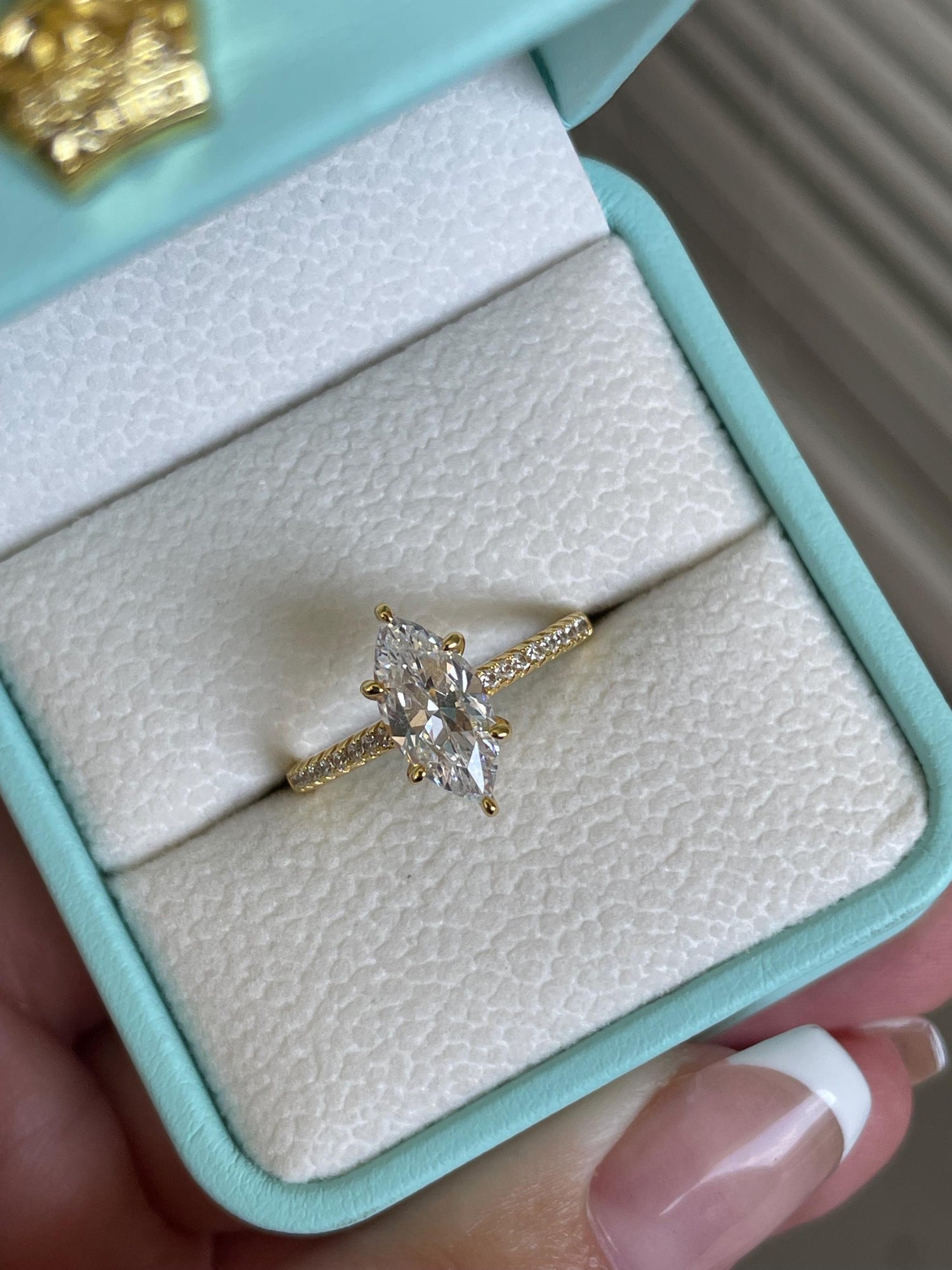 Marquise cut engagement ring. 1.5CT marquise cut CZ diamond engagement ring in sterling silver 925 with rhodium, 14K yellow gold,rose gold