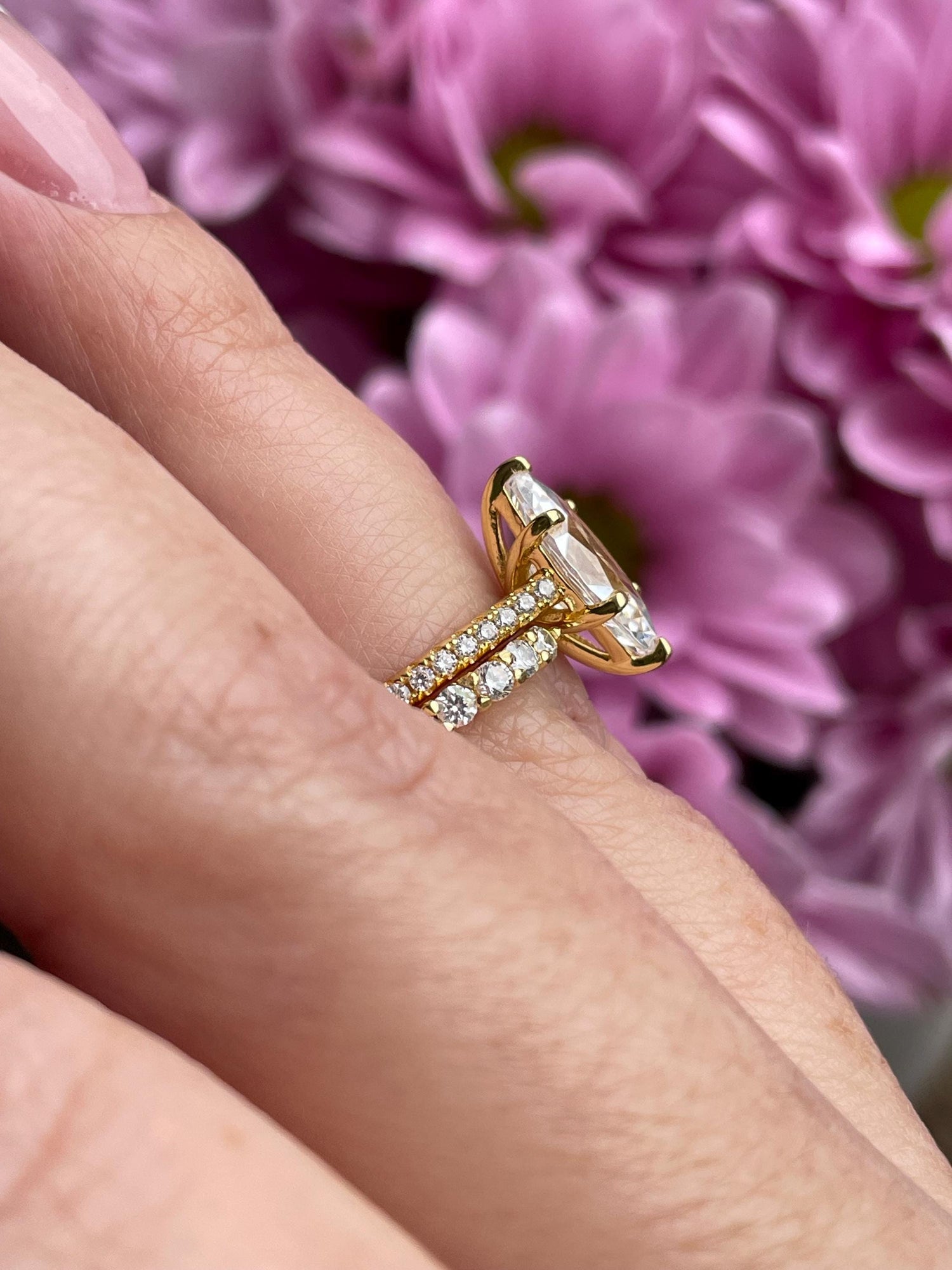 Yellow gold over sterling silver 925, silver 925 1.5 carat marquise cut engagement ring set , bridal set with marquise ring
