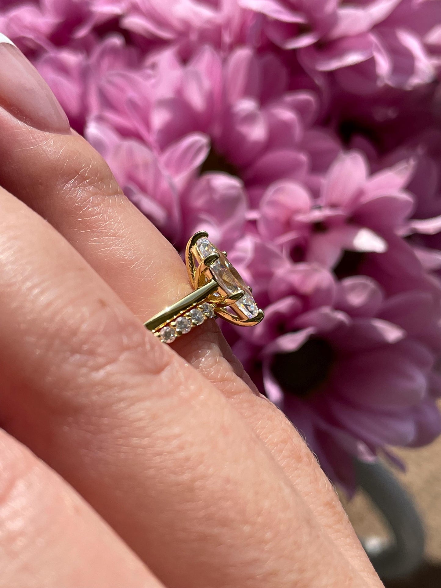 Yellow gold over sterling silver 925, silver 925 1.5 carat marquise cut engagement ring set , bridal set with marquise ring