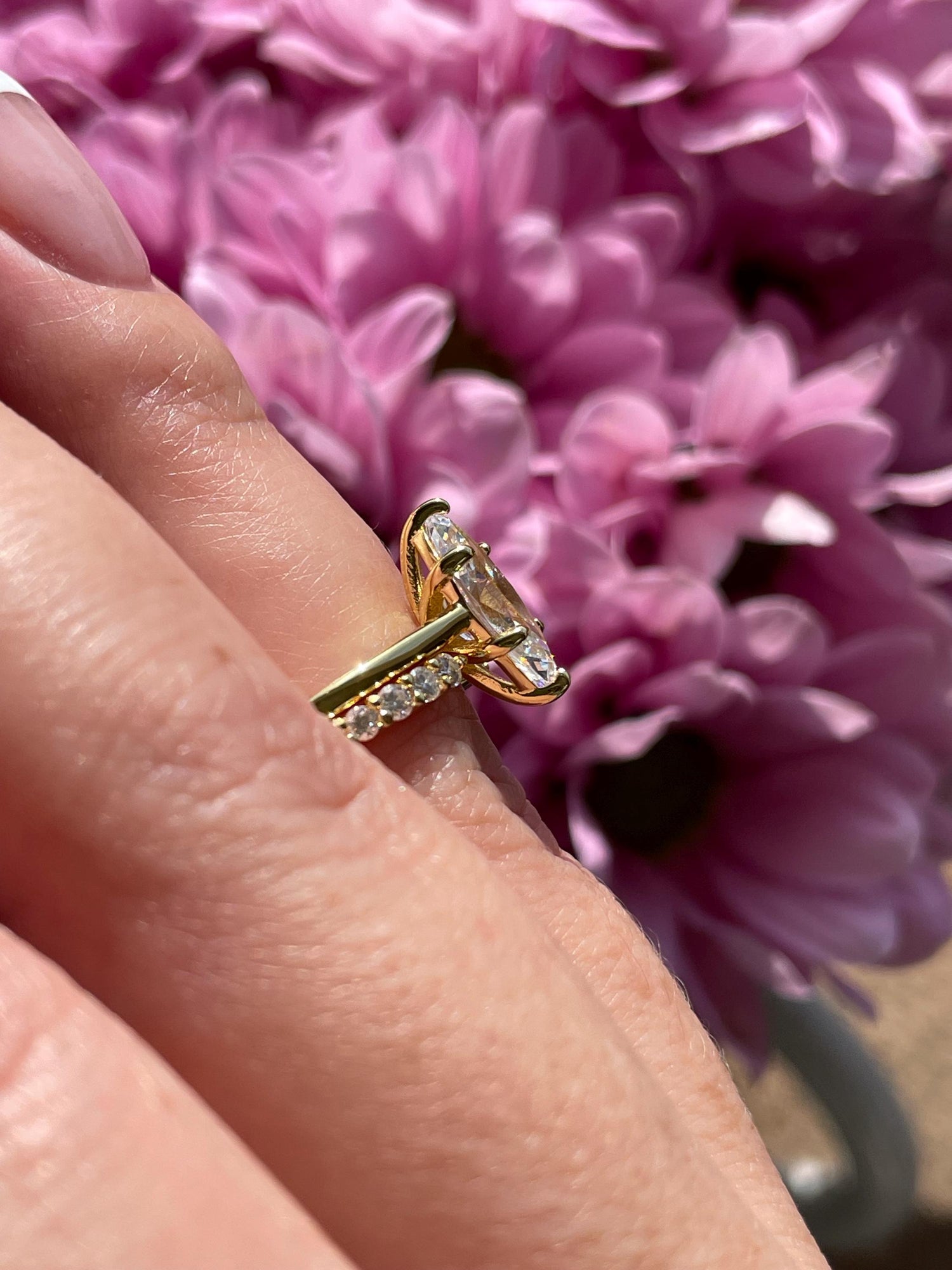 Yellow gold over sterling silver 925, silver 925 1.5 carat marquise cut engagement ring set , bridal set with marquise ring