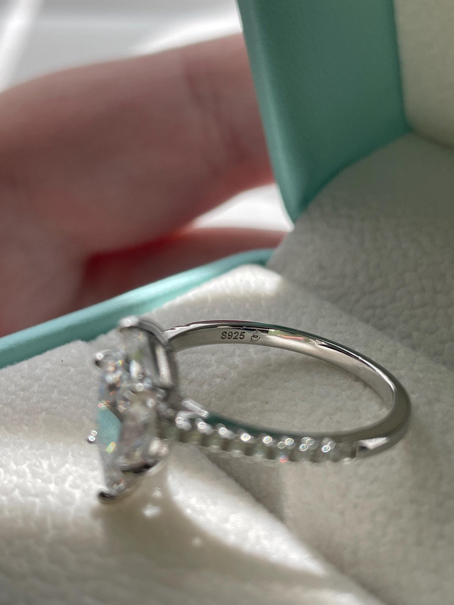 Marquise cut engagement ring. 1.5CT marquise cut CZ diamond engagement ring in sterling silver 925 with rhodium, 14K yellow gold,rose gold