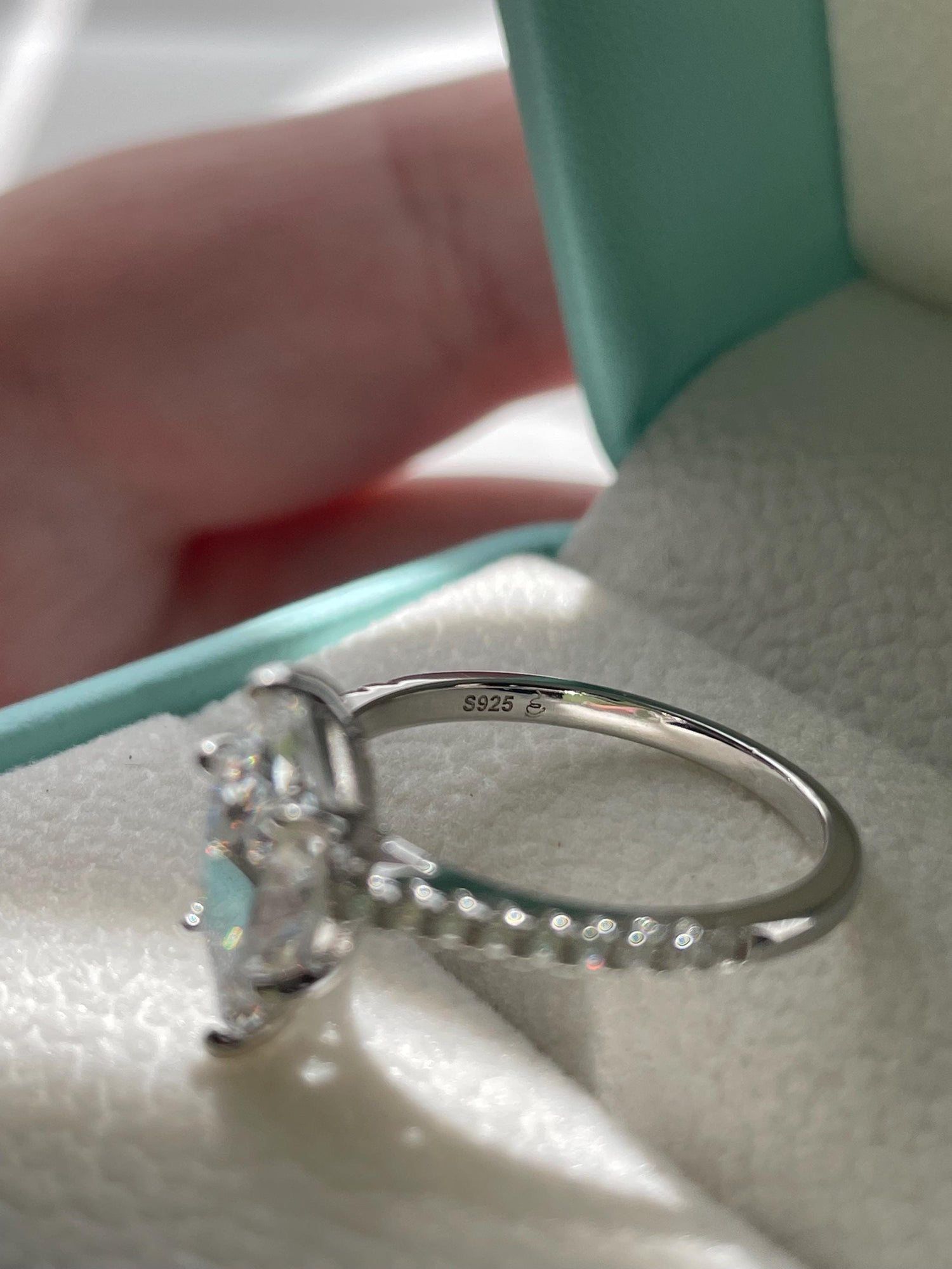 Marquise cut engagement ring. 1.5CT marquise cut CZ diamond engagement ring in sterling silver 925 with rhodium, 14K yellow gold,rose gold