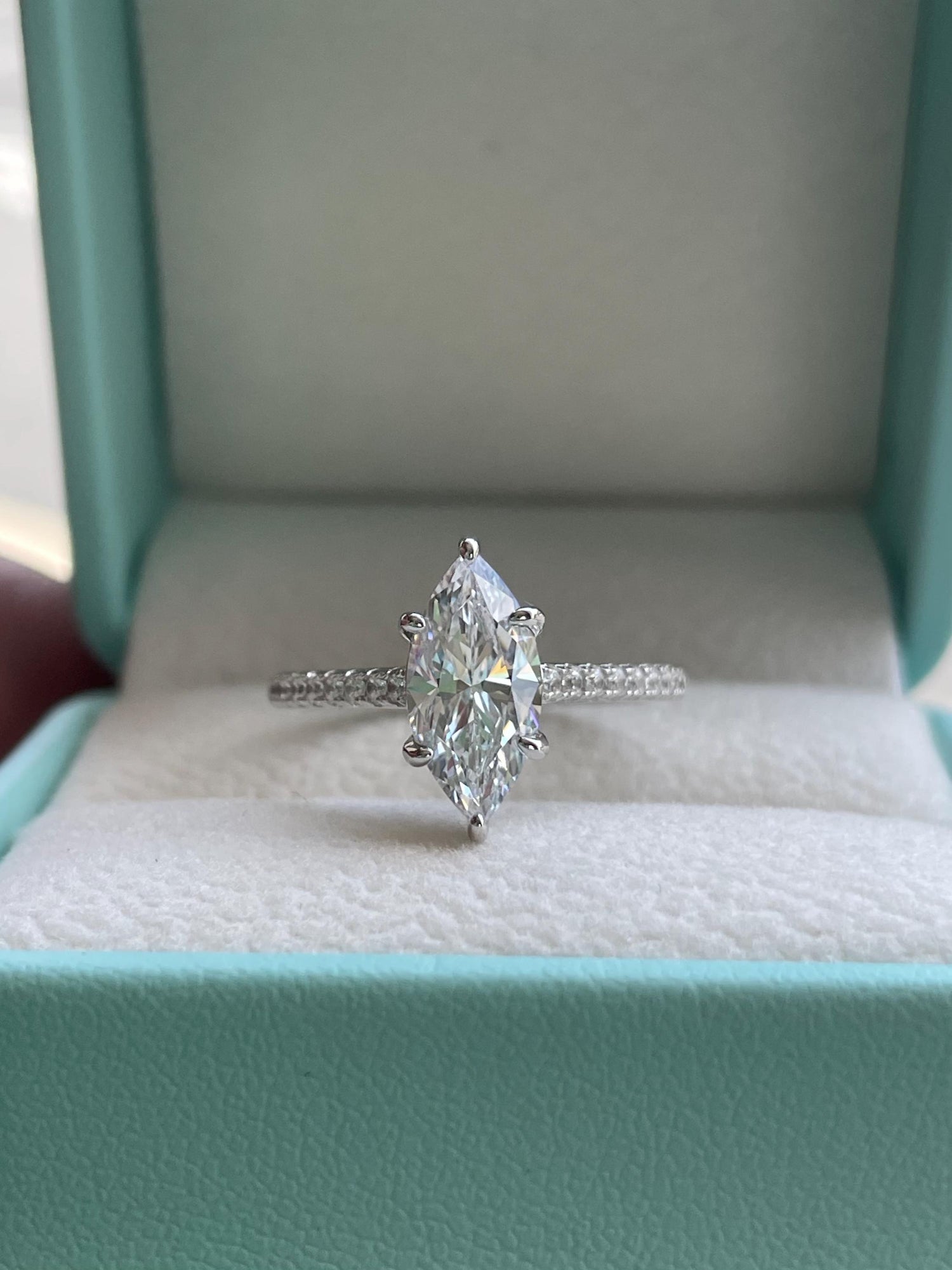 Marquise cut engagement ring. 1.5CT marquise cut CZ diamond engagement ring in sterling silver 925 with rhodium, 14K yellow gold,rose gold