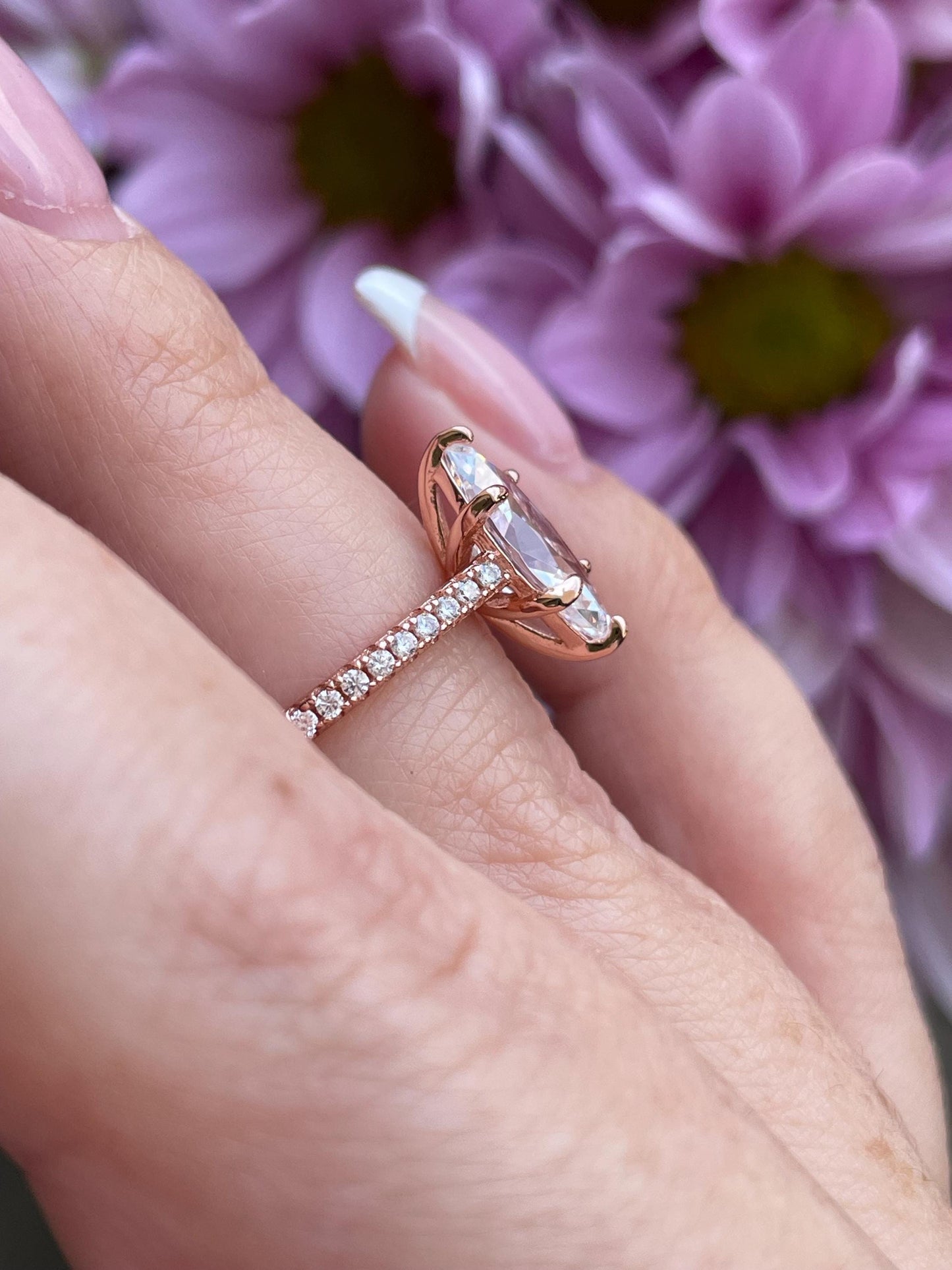 Marquise cut engagement ring. 1.5CT marquise cut CZ diamond engagement ring in sterling silver 925 with rhodium, 14K yellow gold,rose gold