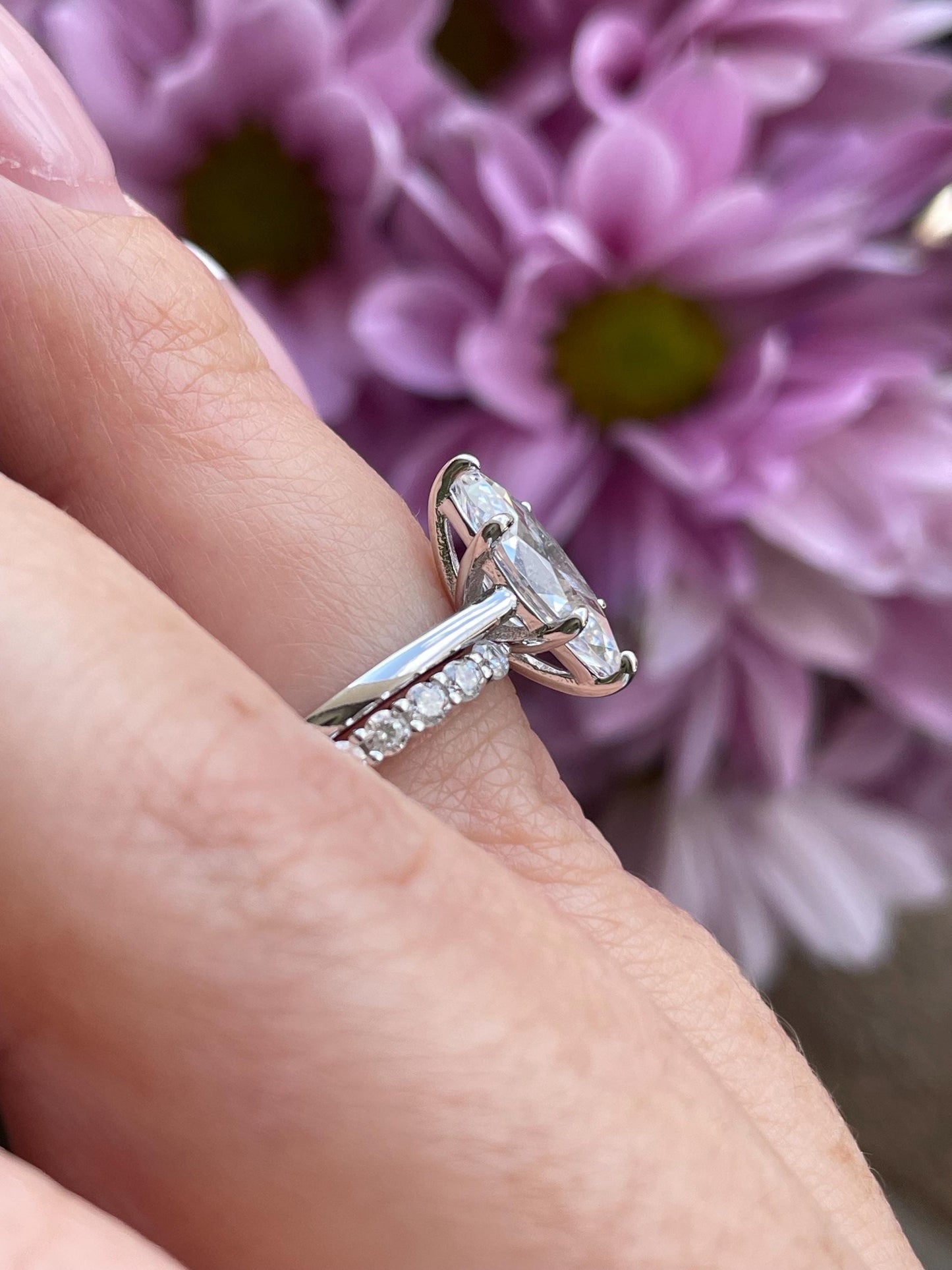 Sterling silver 925, yellow gold vermeil marquise cut engagement ring set with 1.5CT CZ simulated diamond and open band, wedding ring set