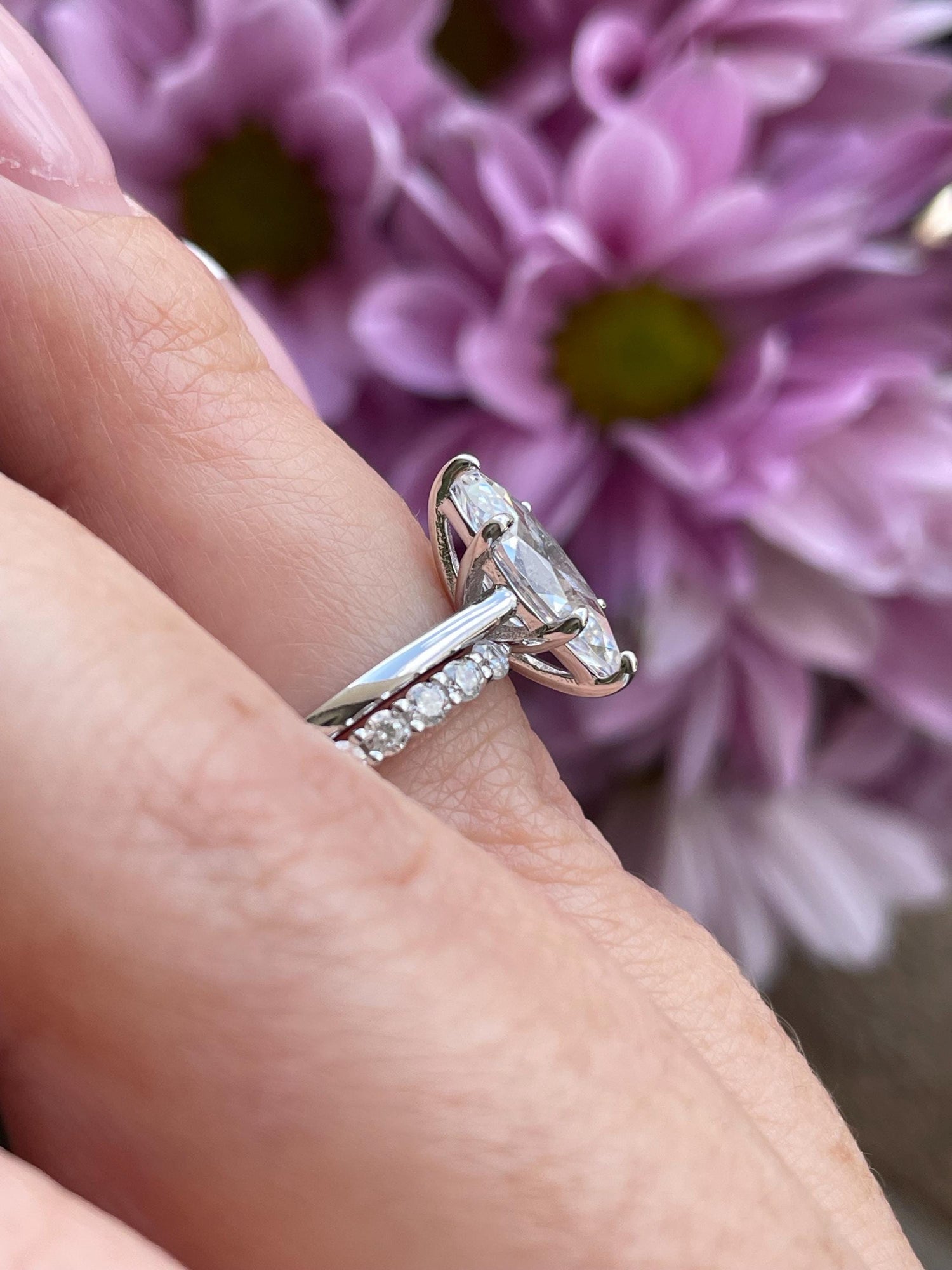 Sterling silver 925, yellow gold vermeil marquise cut engagement ring set with 1.5CT CZ simulated diamond and open band, wedding ring set