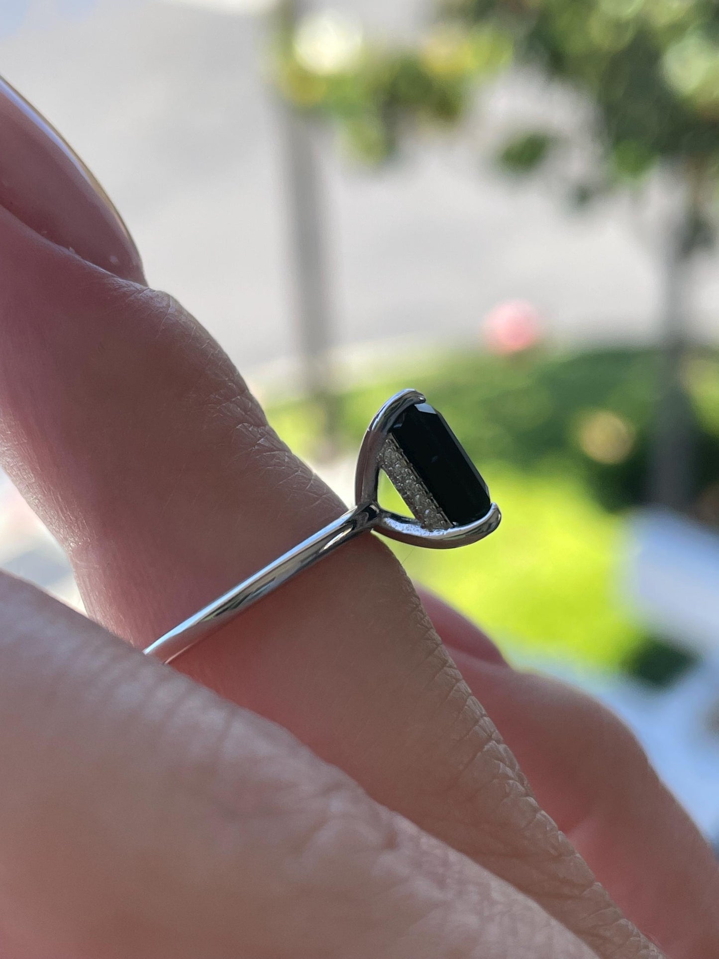 Emerald Cut Black Onyx Ring: Yellow Gold Vermeil Sterling Silver