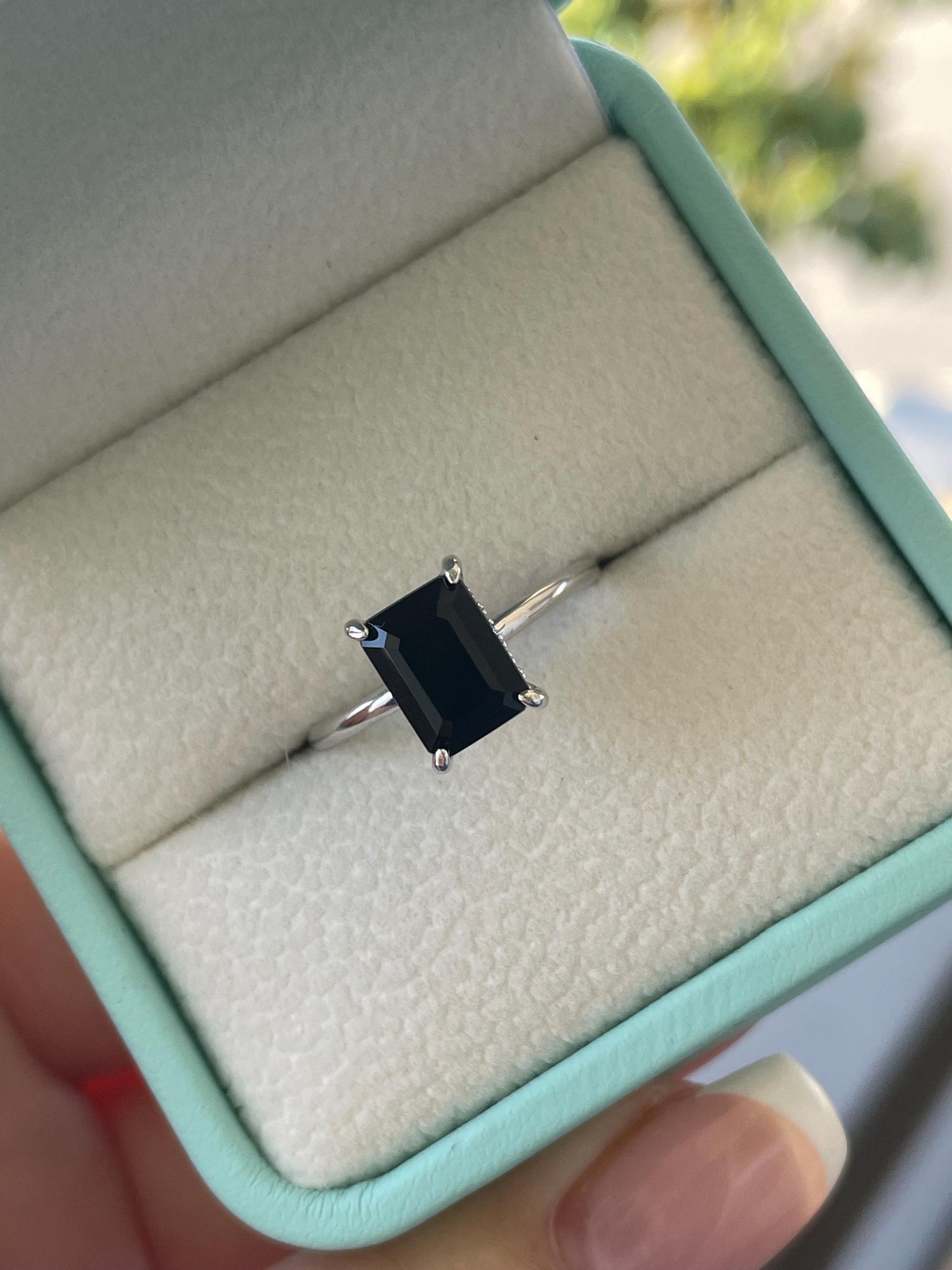 Emerald Cut Black Onyx Ring: Yellow Gold Vermeil Sterling Silver