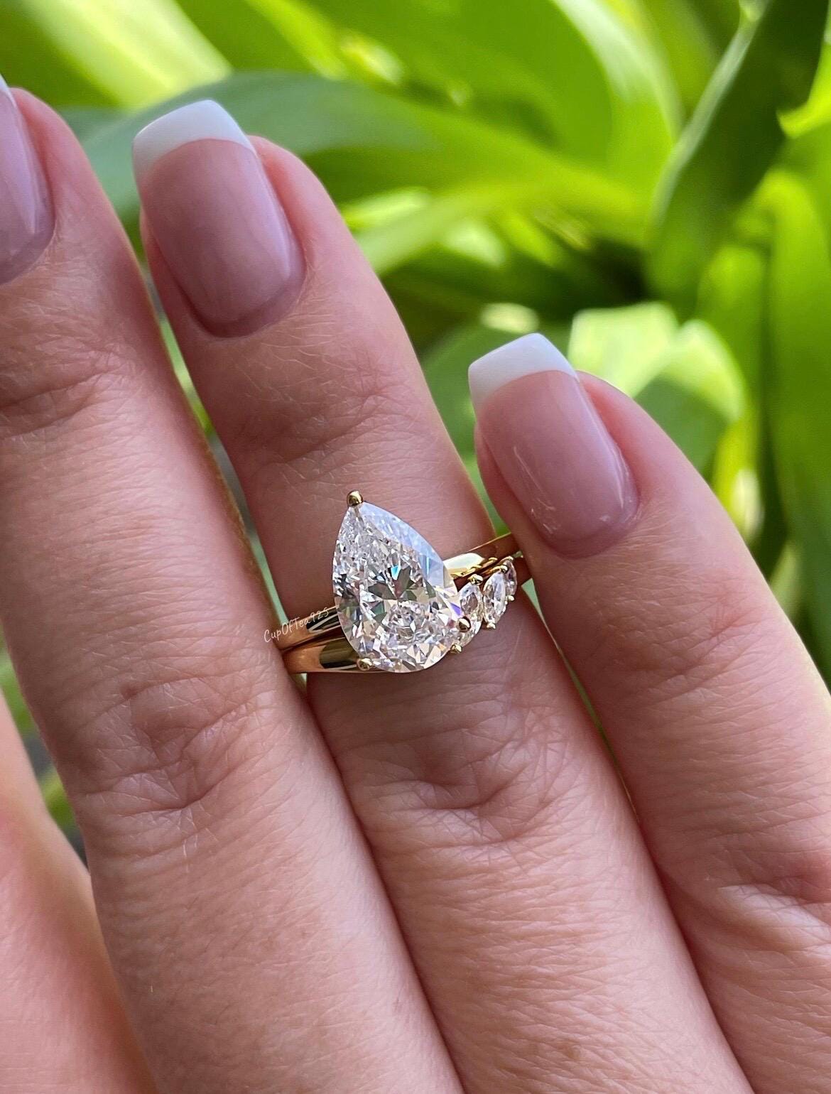 Curved wedding band. Yellow gold, rose gold over silver 925 curved stacking band with marquise cut CZ diamonds
