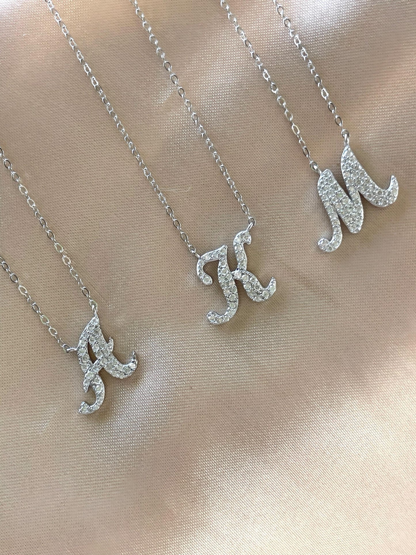 Moissanite Pendant. Personalized Sterling Silver 925 Moissanite Initial Necklace, gift for her, initial pendant