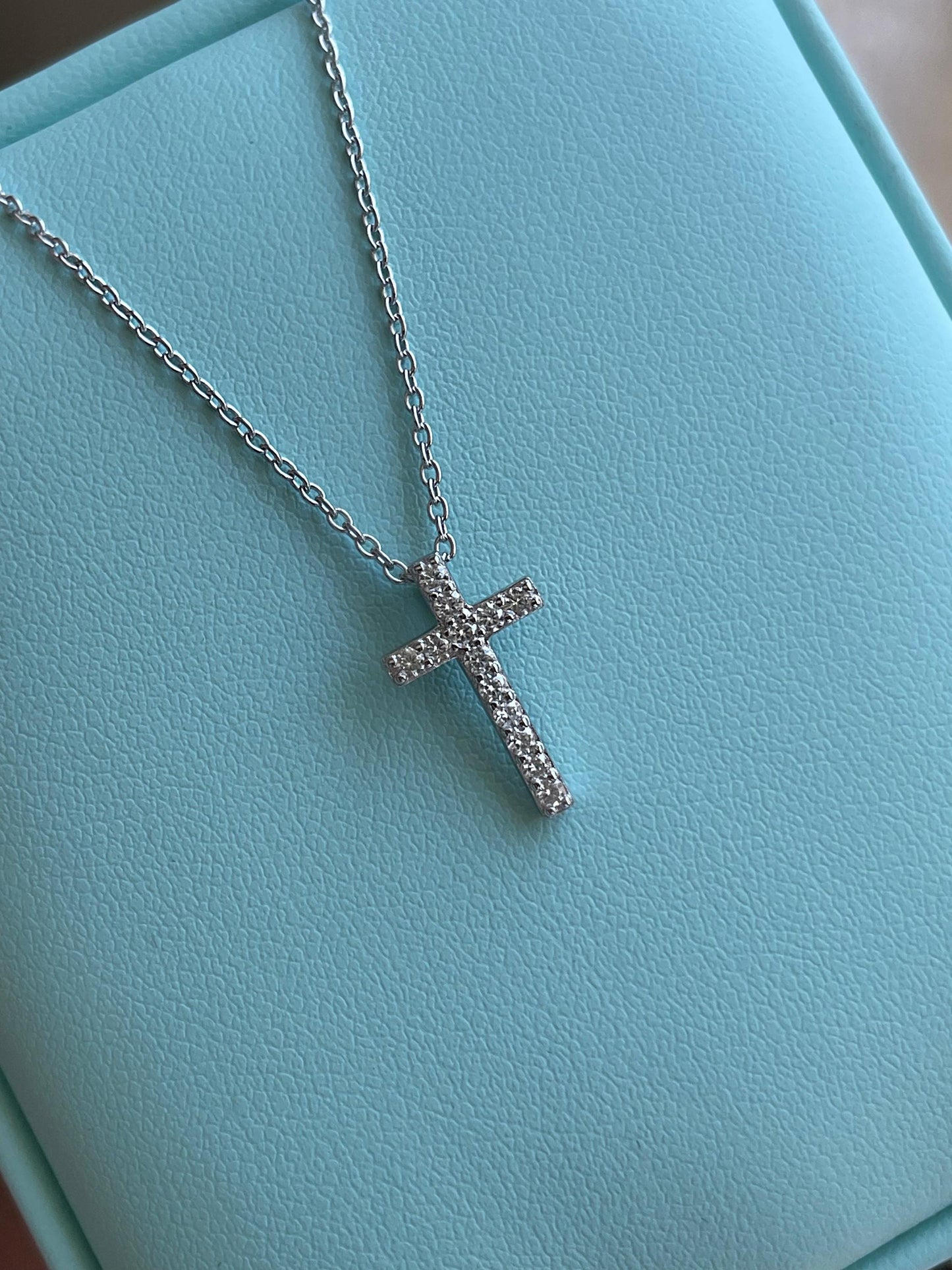 Moissanite Cross Necklace: Sterling Silver 925 Minimalist Pendant
