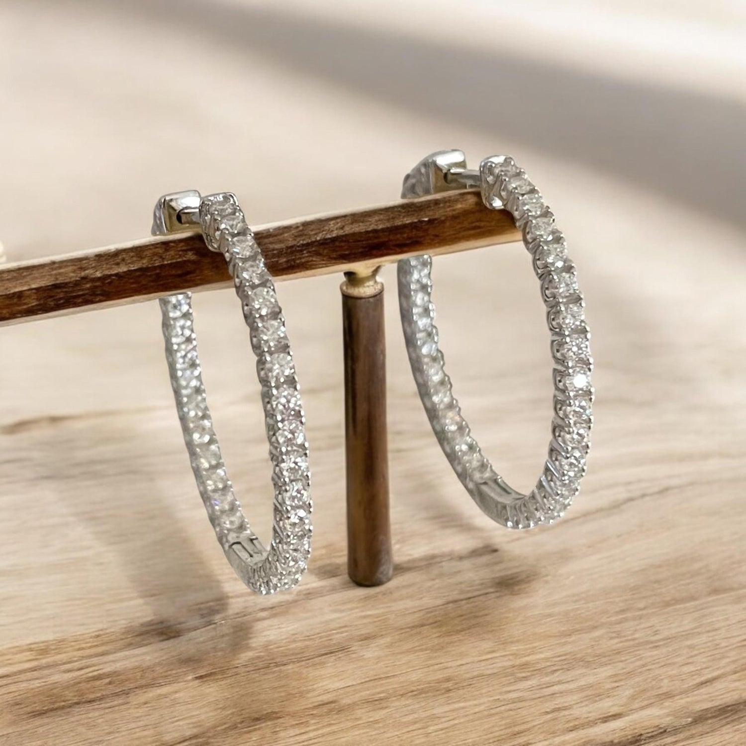 5CT Moissanite Hoops Earrings Sterling Silver 925 hoops, moissanite earrings