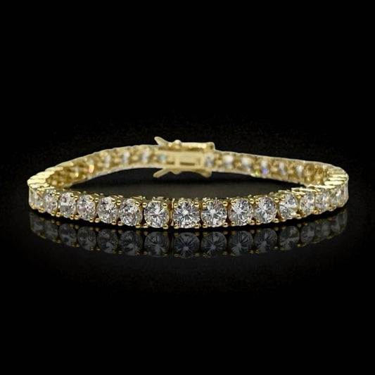 18K Yellow Gold Vermeil Tennis Bracelet With the Finest 5A CZ Diamonds