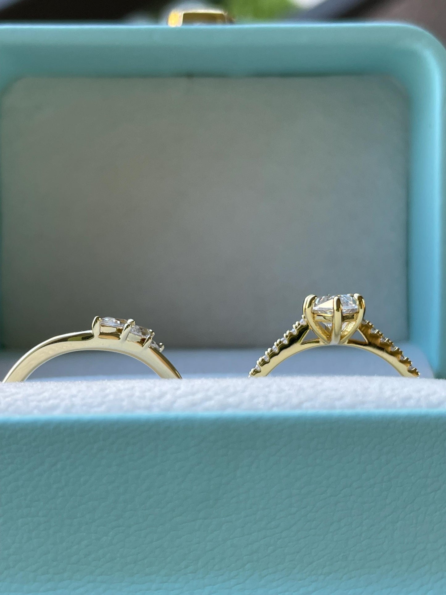 New in! Marquise Cut CZ Bridal Set, Yellow Gold Vermeil Sterling Silver Engagement Ring