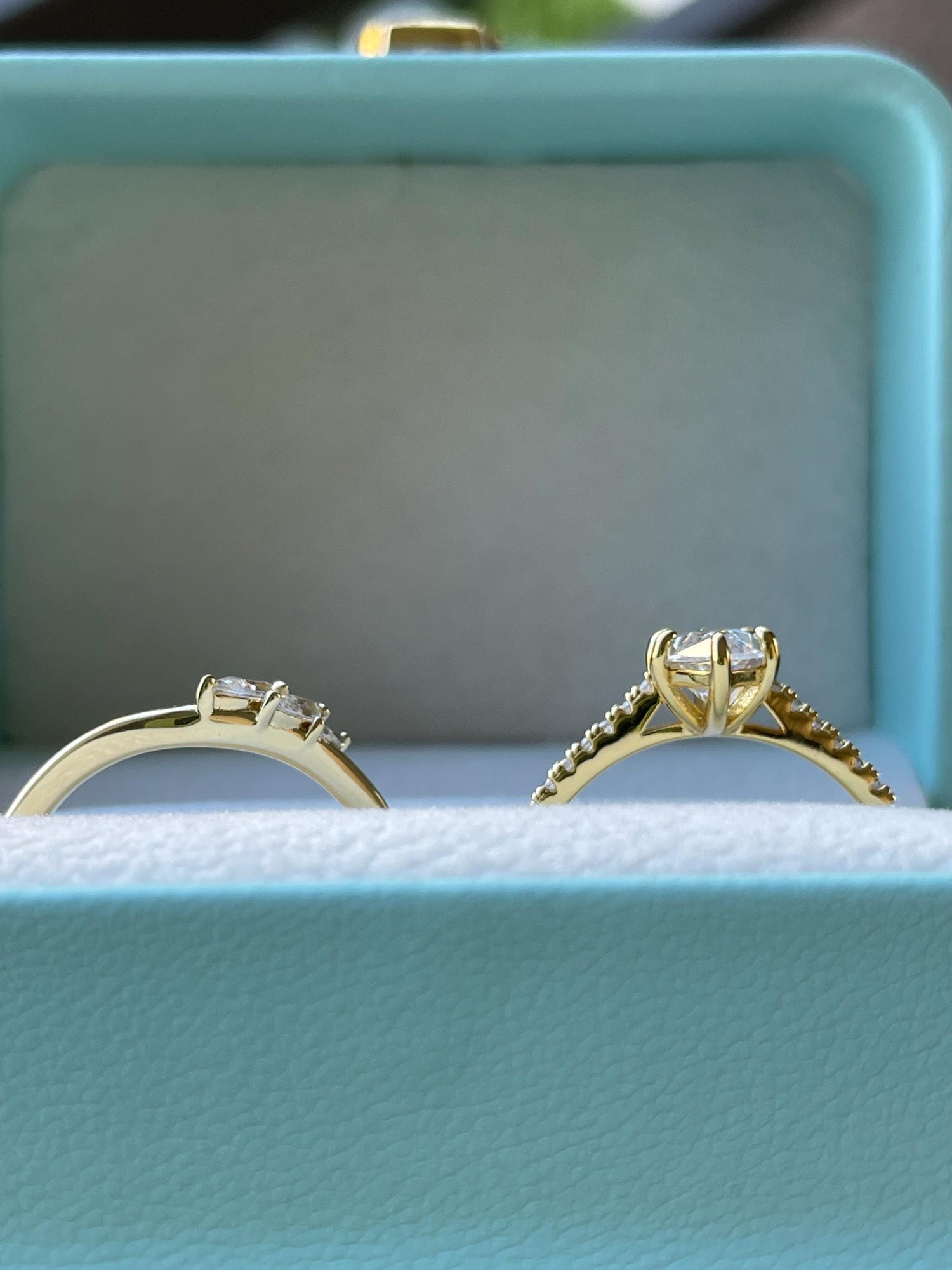 New in! Marquise Cut CZ Bridal Set, Yellow Gold Vermeil Sterling Silver Engagement Ring