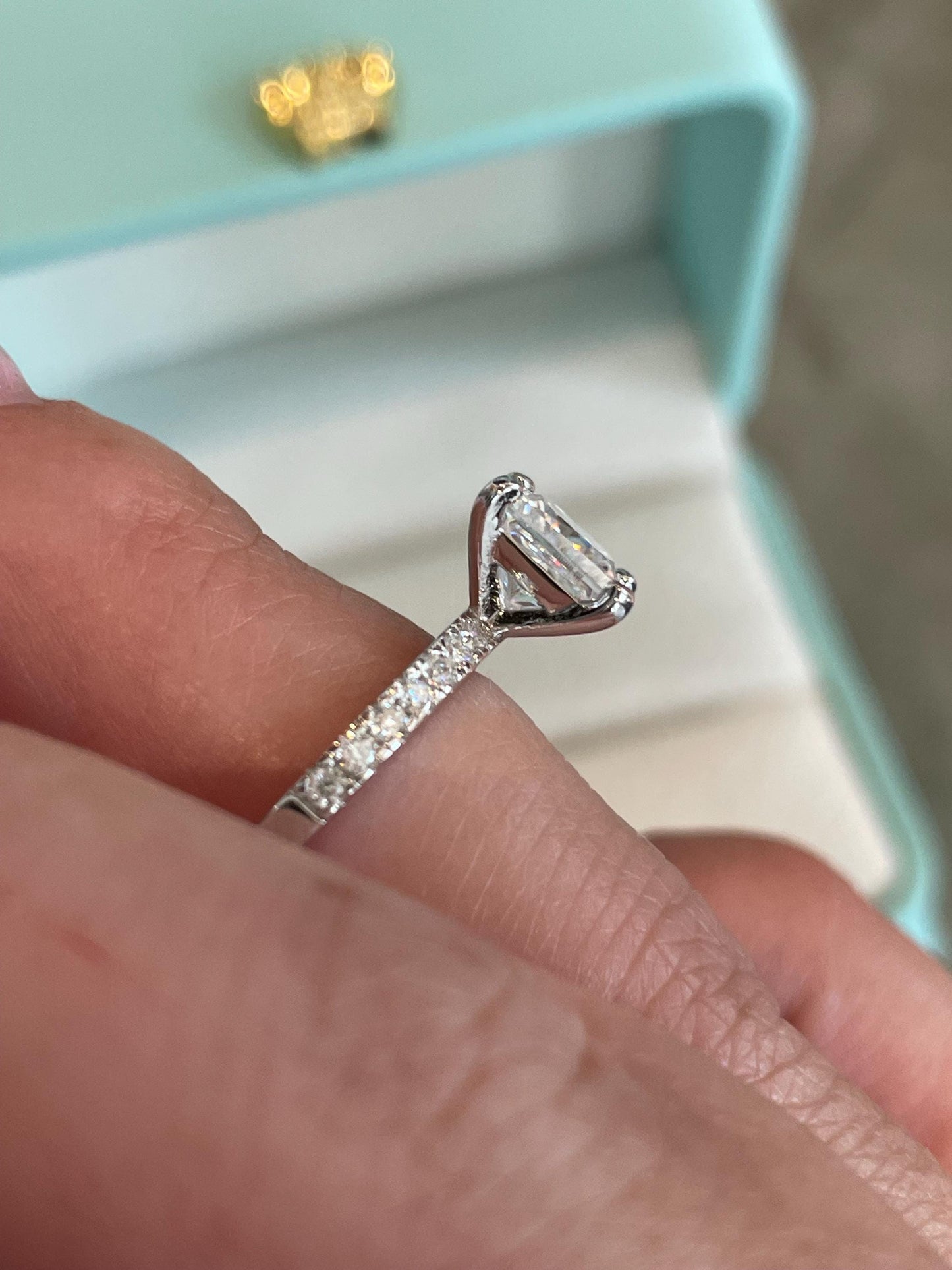 Sterling Silver 925 1.2 CT Princess Cut moissanite Engagement Ring with the D VVS Moissanite or CZ Diamonds, Promise Ring