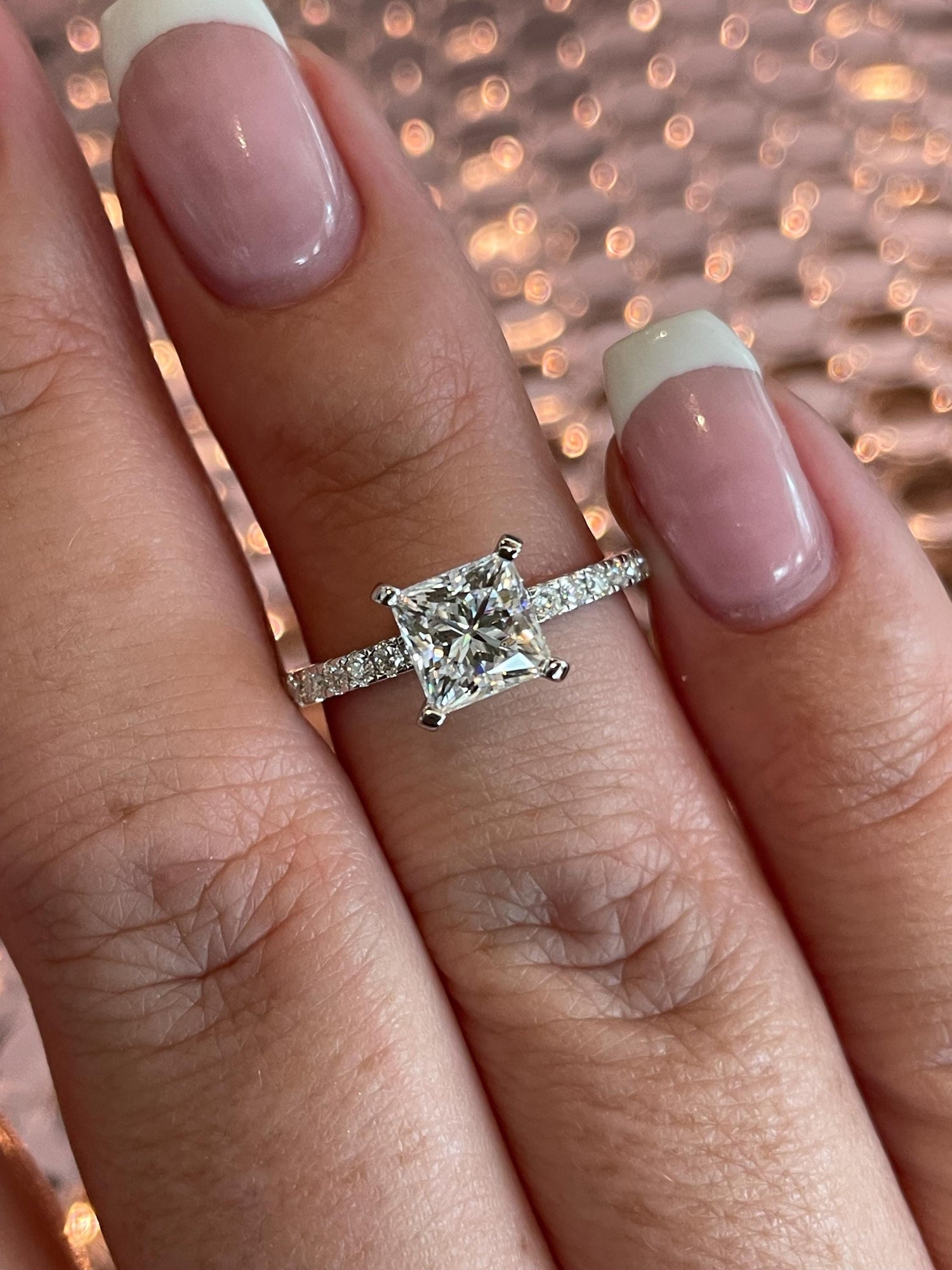 Sterling Silver 925 1.2 CT Princess Cut moissanite Engagement Ring with the D VVS Moissanite or CZ Diamonds, Promise Ring
