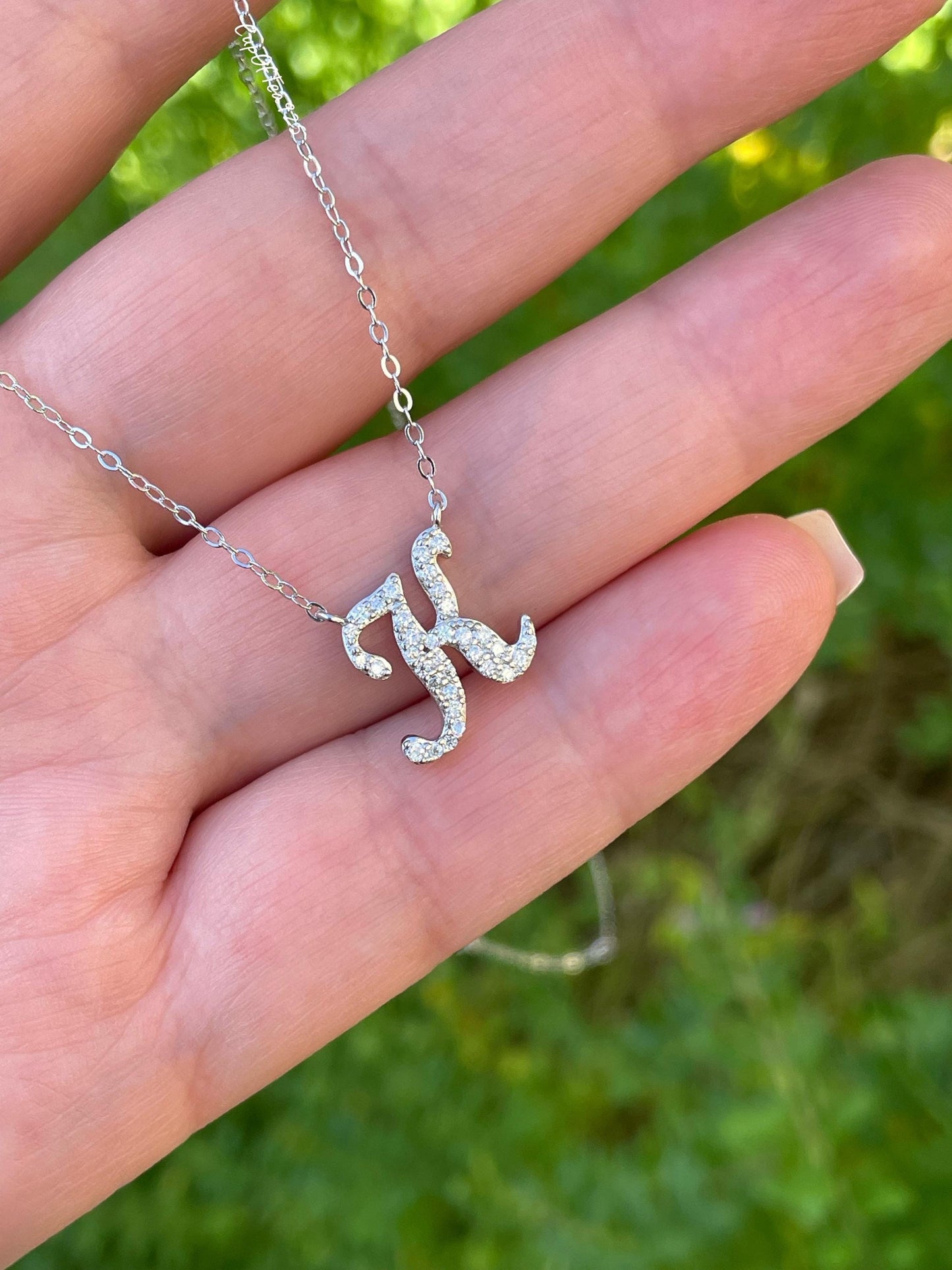 Moissanite Pendant. Personalized Sterling Silver 925 Moissanite Initial Necklace, gift for her, initial pendant
