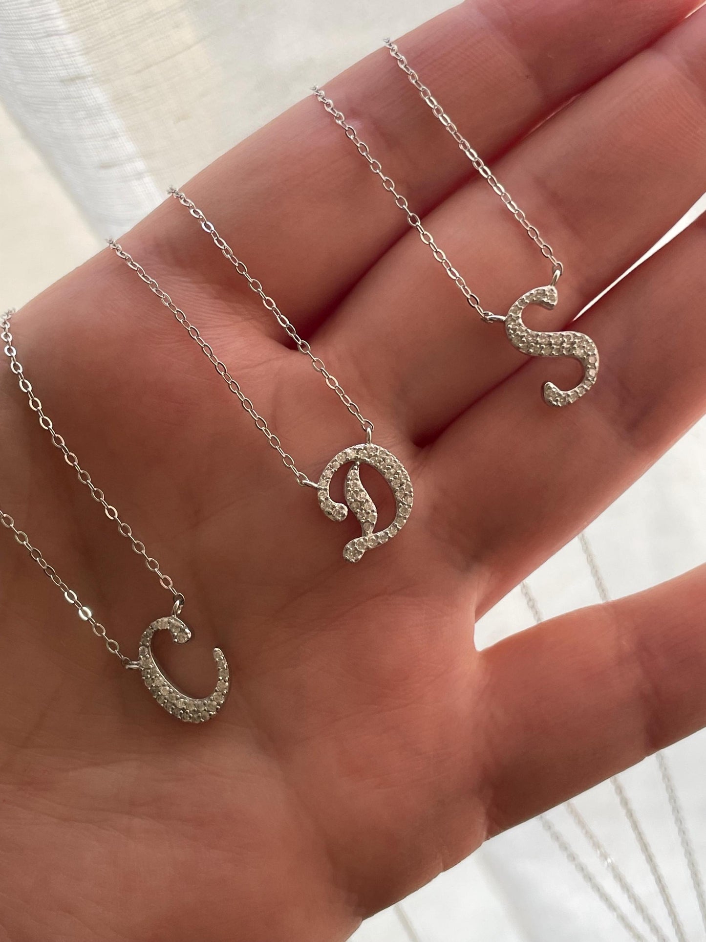 Moissanite Initial Necklace, Sterling Silver Personalized Jewelry, Moissanite necklace, initial P, gift for her, Moissanite jewelry