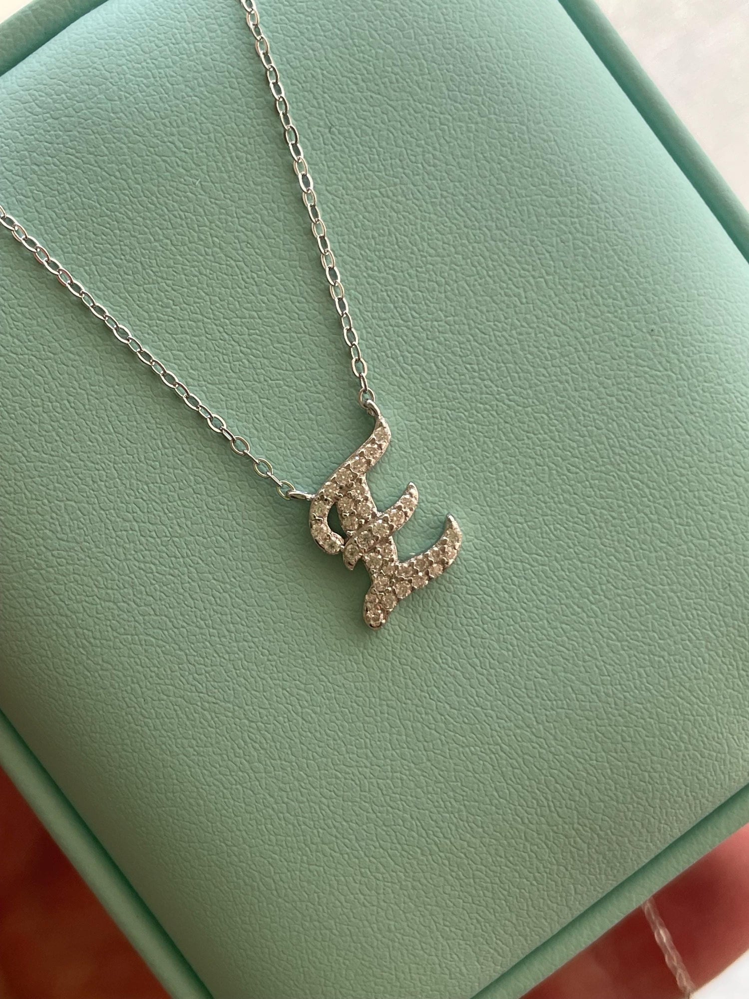 Moissanite Initial Necklace, Sterling Silver Letter Pendant, Personolized initial necklace, gift for her, Moissanite jewelry