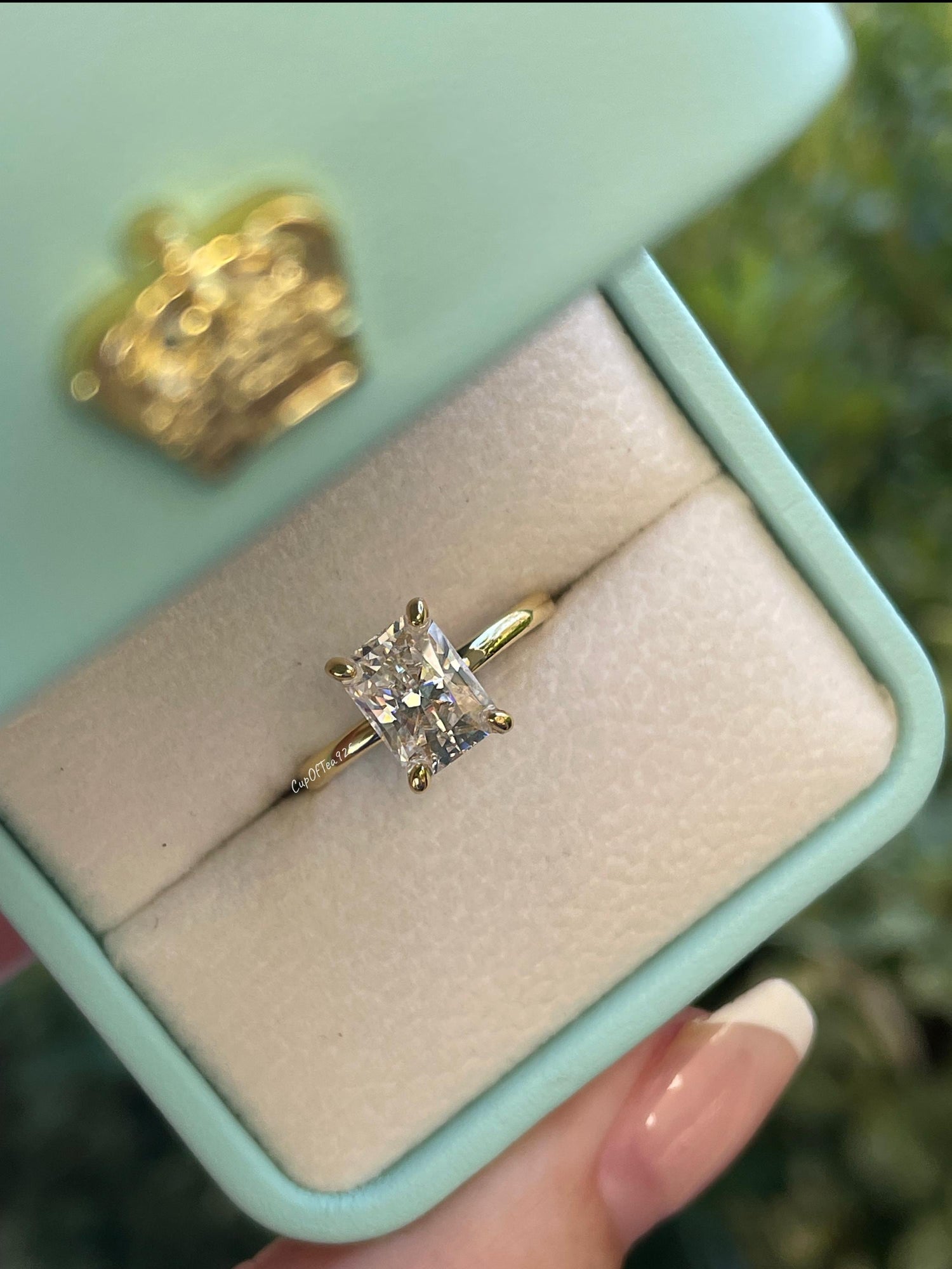 2 Carat Radiant Cut Moissanite Engagement Ring, Sterling Silver, gold vermeil moissanite ring, moissanite rings, gift for her