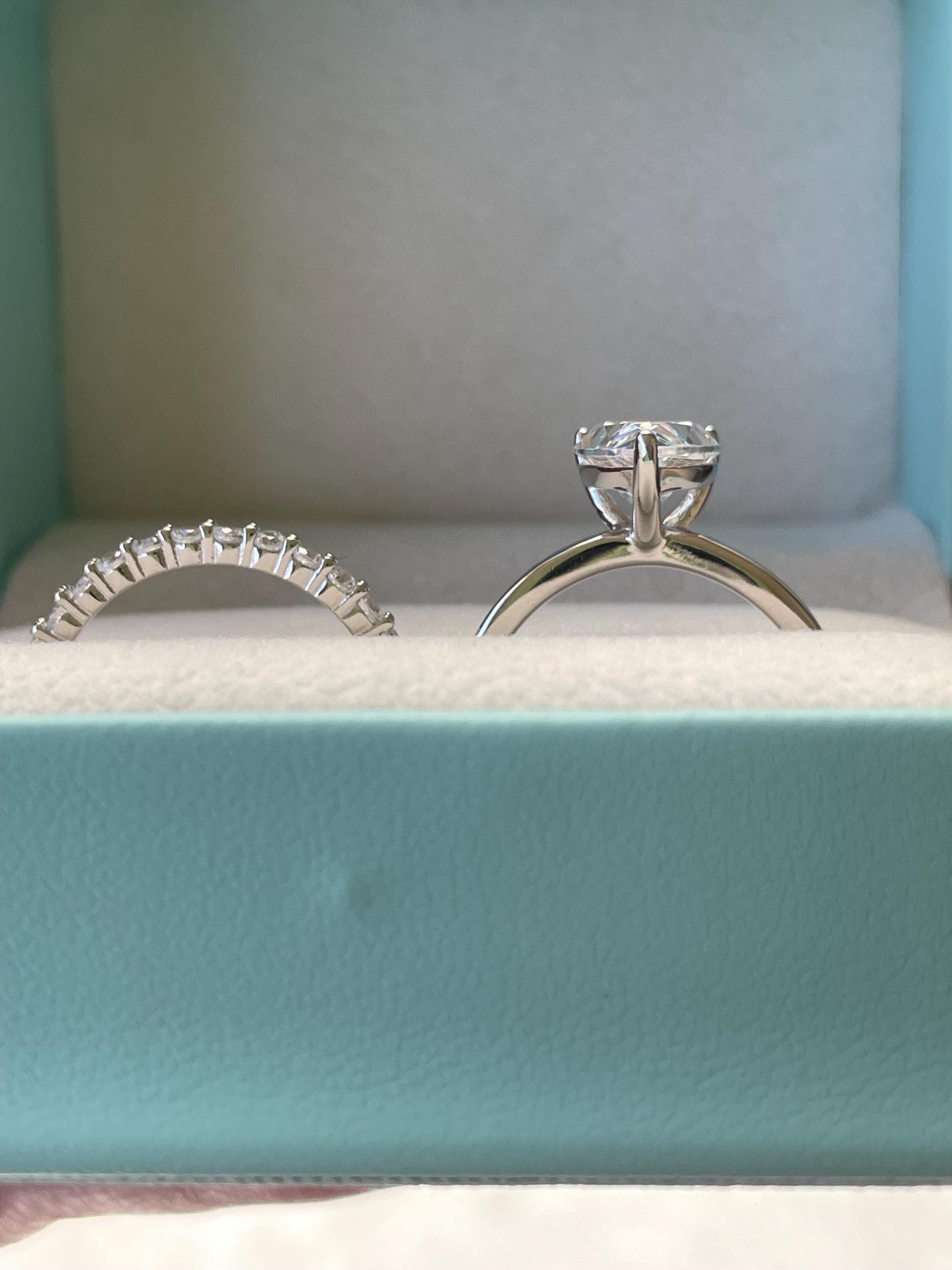Sterling silver 925, Yellow gold vermeil bridal set with 2CT , 3CT pear cut CZ simulated diamond engagement ring and half eternity band