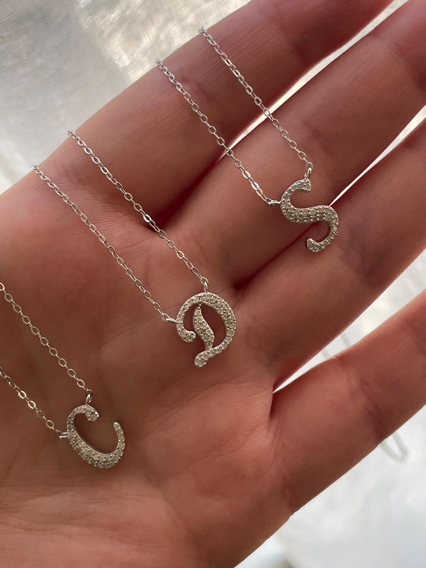 Moissanite Initial R Necklace, Sterling Silver Personalized Jewelry, Gift for her, Moissanite jewelry, initial necklace