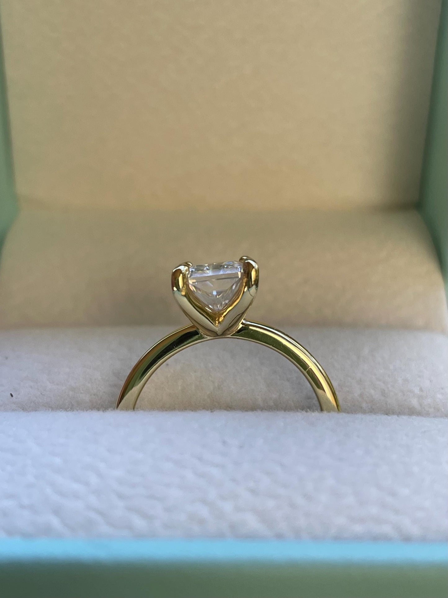 2 Carat Radiant Cut Moissanite Engagement Ring, Sterling Silver, gold vermeil moissanite ring, moissanite rings, gift for her