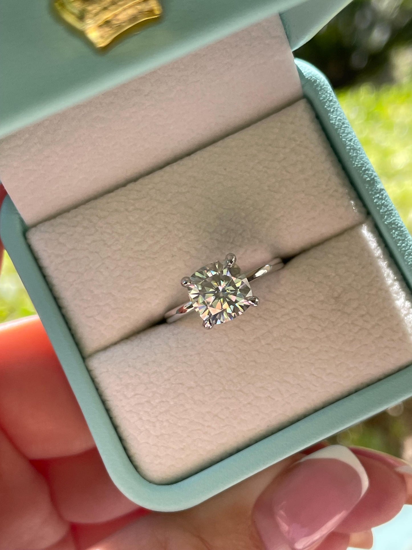 2.5CT Cushion Cut moissanite engagement ring in Sterling Silver 925, yellow gold vermeil cushion cut ring, rose gold vermeil ring